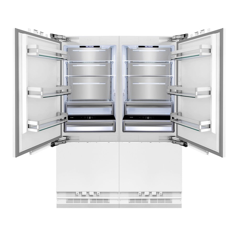 ZLINE 60 Inch 32.2 Cu Ft Panel Ready French Door Built-In Bottom Freezer Refrigerator with Water Dispenser & Ice Maker (RBIV 60) - Perfect for Modern Kitchens & Open Concept Homes