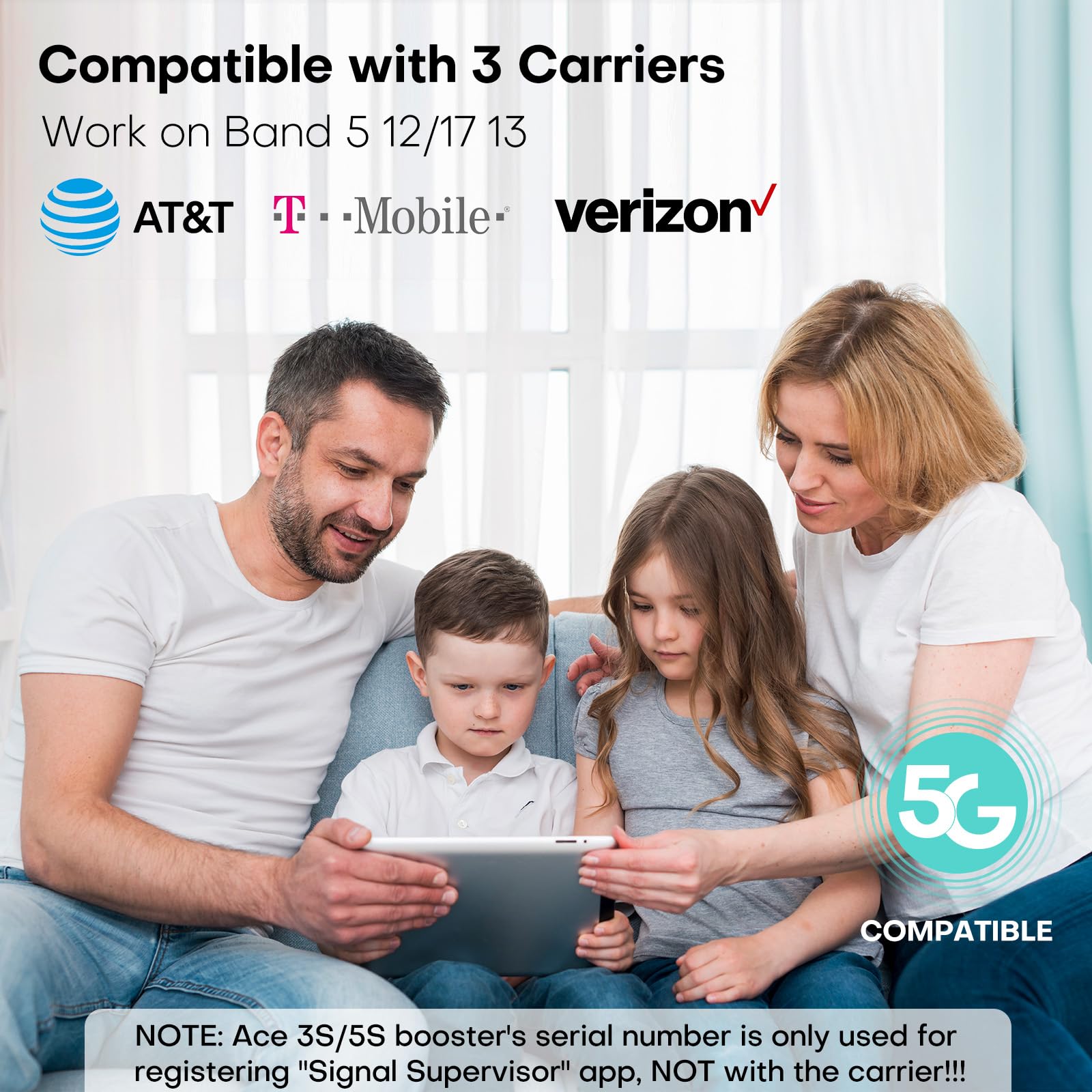 4G LTE 5G Cell Phone Signal Booster for Home & Office - 4000 sq ft Coverage | Verizon, AT&T, T-Mobile Compatible (Bands 5/12/17/13) | FCC Approved with App Control | Perfect for Rural Areas, Basements & Large Buildings