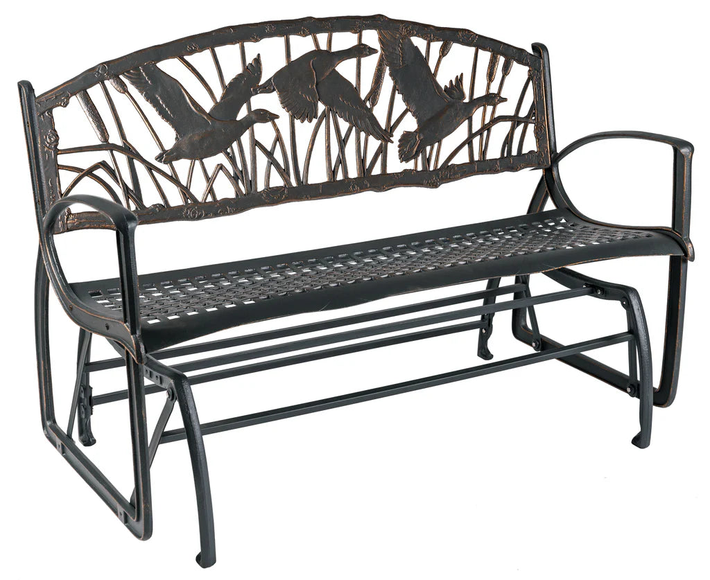 Outdoor Geese Glider Bench - Durable Garden Swing for Patio, Backyard & Porch - Perfect for Relaxing & Bird Watching