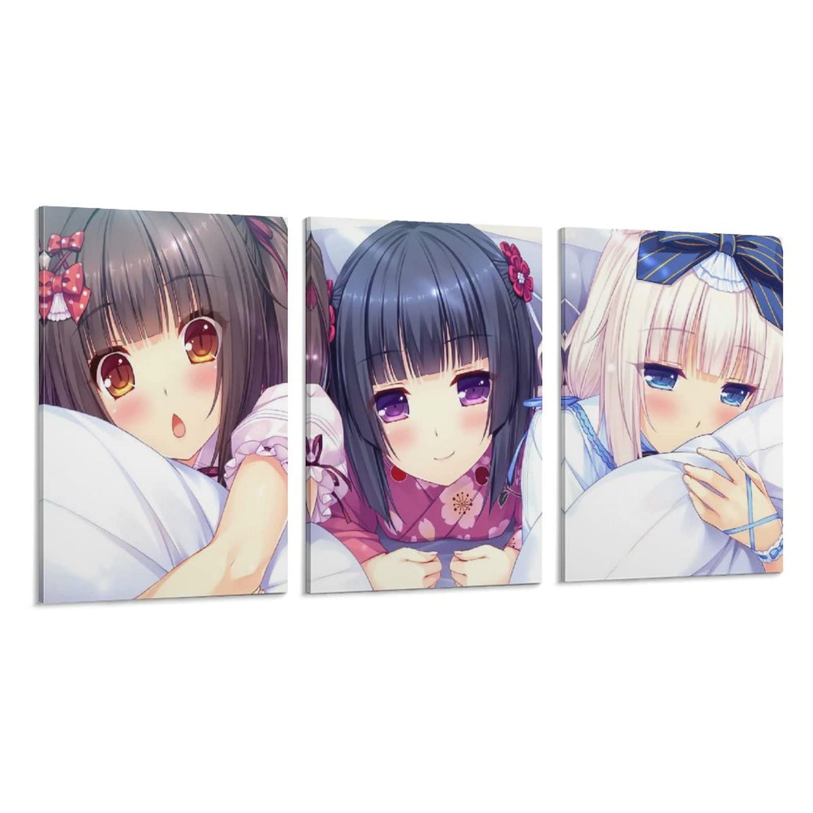 Anime Nekopara Poster Girls Canvas Wall Art - 24x36 Inch (60x90cm) Framed Aesthetic Decor for Bedroom, Living Room & Office - Perfect Gift for Anime Fans & Home Decoration