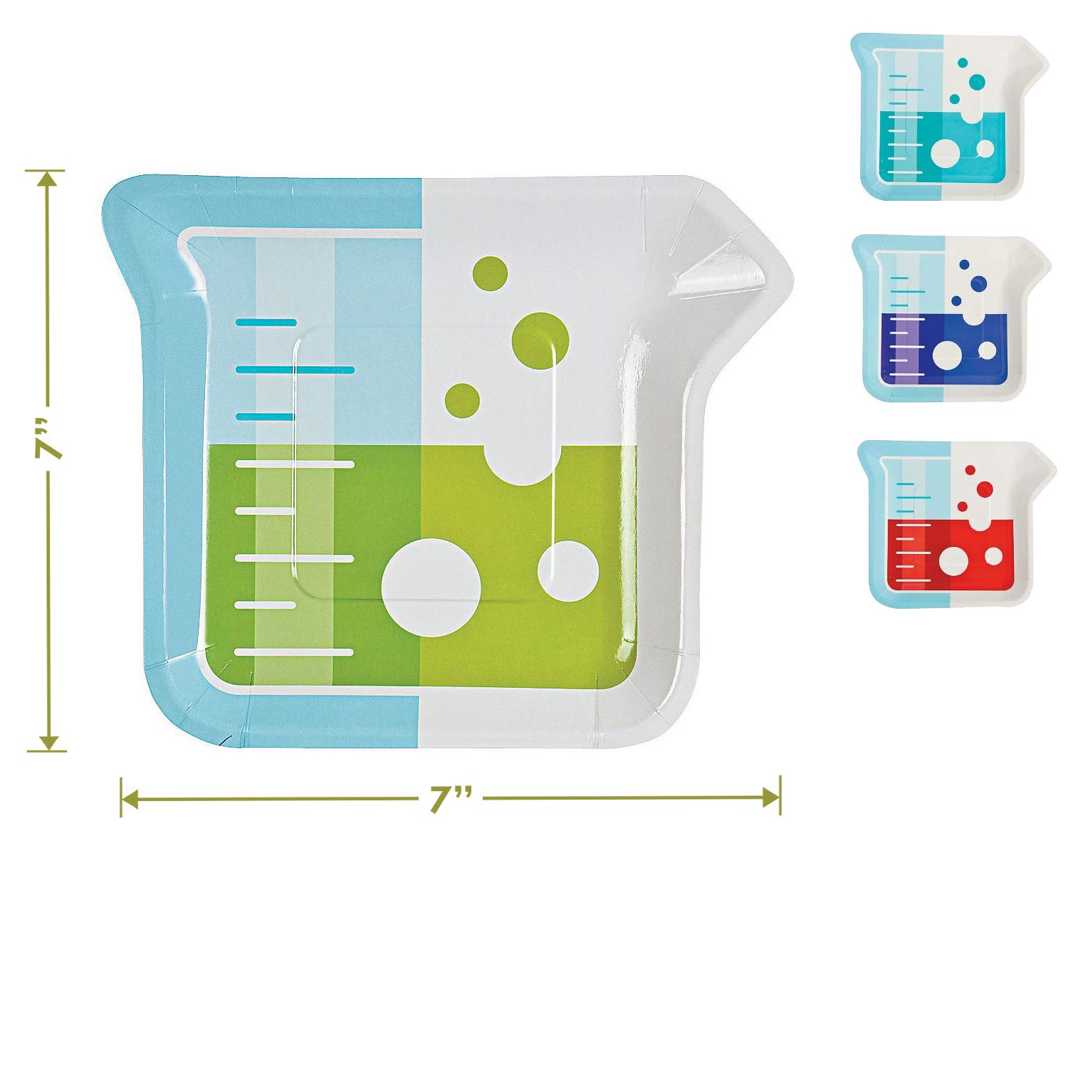 Science Party Supplies - 16-Piece Lab Experiment Beaker Paper Dessert Plates & Beverage Napkins Set for Kids Birthday, Classroom STEM Activities & Themed Events