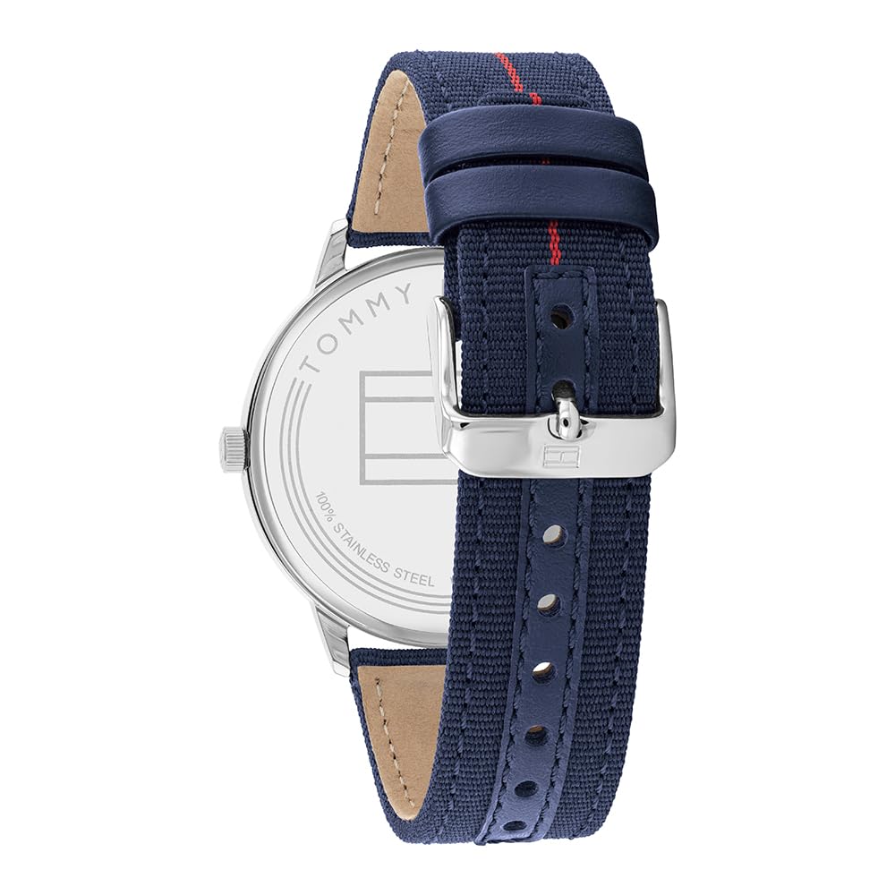 Tommy Hilfiger Men's Navy Blue Nylon Strap Analog Quartz Watch 1791844 - Stylish Casual & Business Timepiece for Everyday Wear