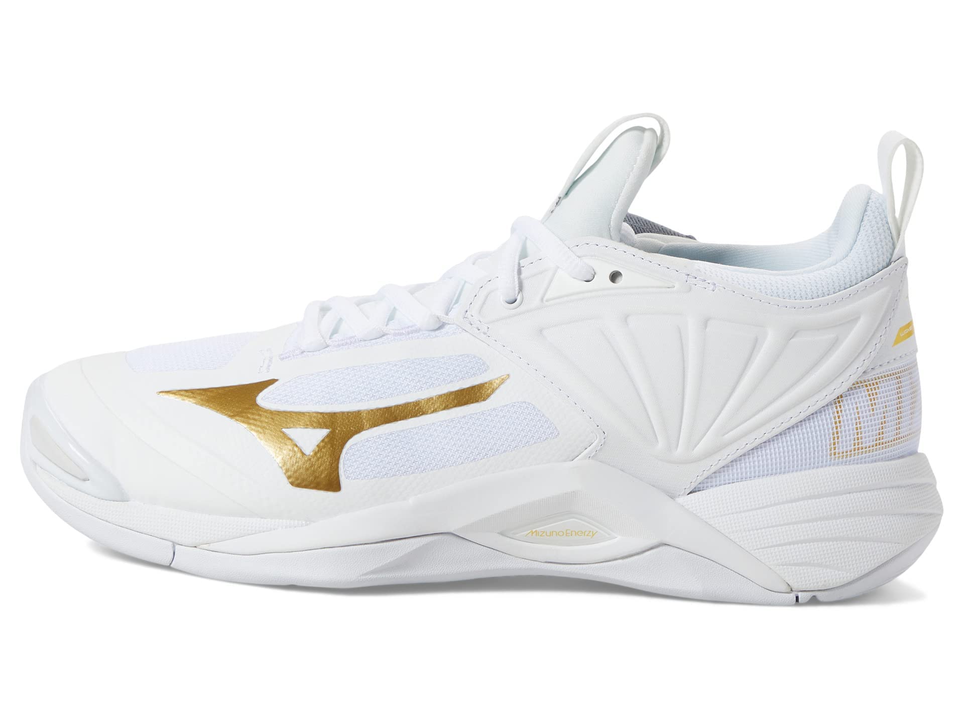 Mizuno Wave Momentum 2 Women's Indoor Volleyball Shoes - White/Gold - US Size 8 | Lightweight & Supportive for Court Performance | Perfect for Competitive Volleyball & Training