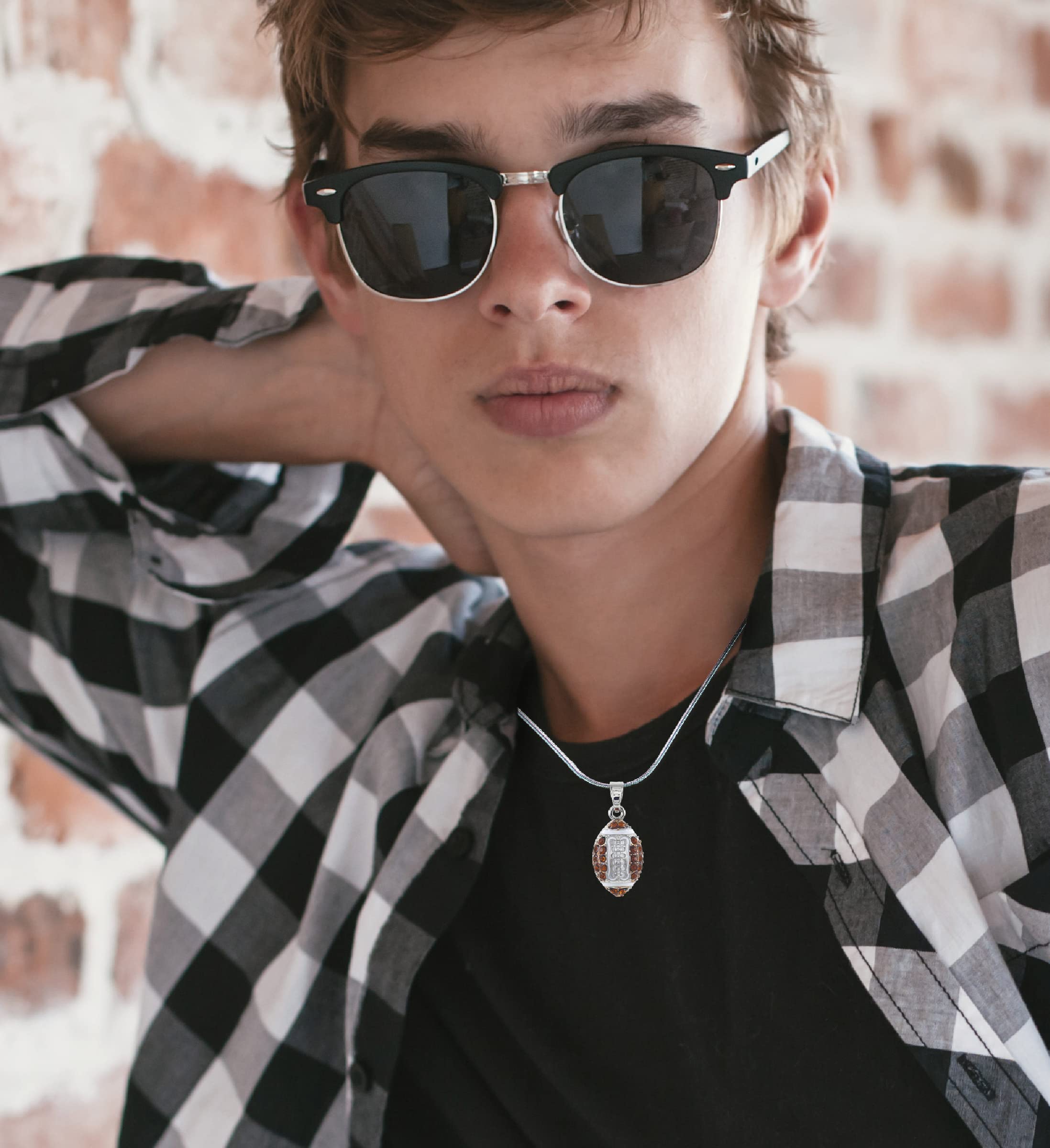 Sparkling Football Crystal Pendant Necklace - Elegant Silver Sports Jewelry for Women, 18 Inch Adjustable Chain, Perfect Gift for Football Fans, Game Day Accessories & Special Occasions