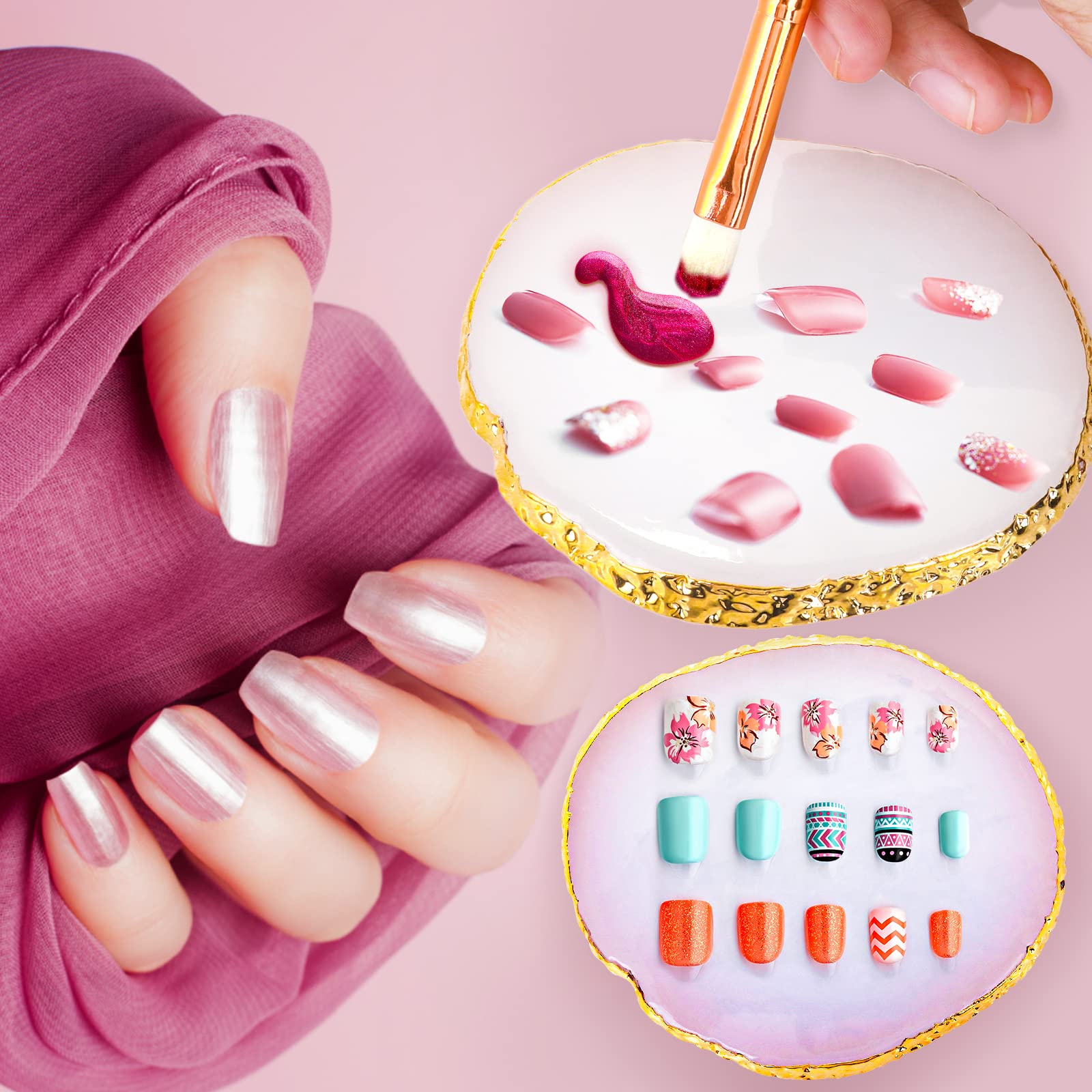 Professional Resin Nail Art Palette with Gold Edge - Irregular Makeup Mixing Plate for Hand-Painted Nail Designs, DIY Nail Art & Beauty Salon Use - Perfect for Nail Artists, Beginners & Home Manicures