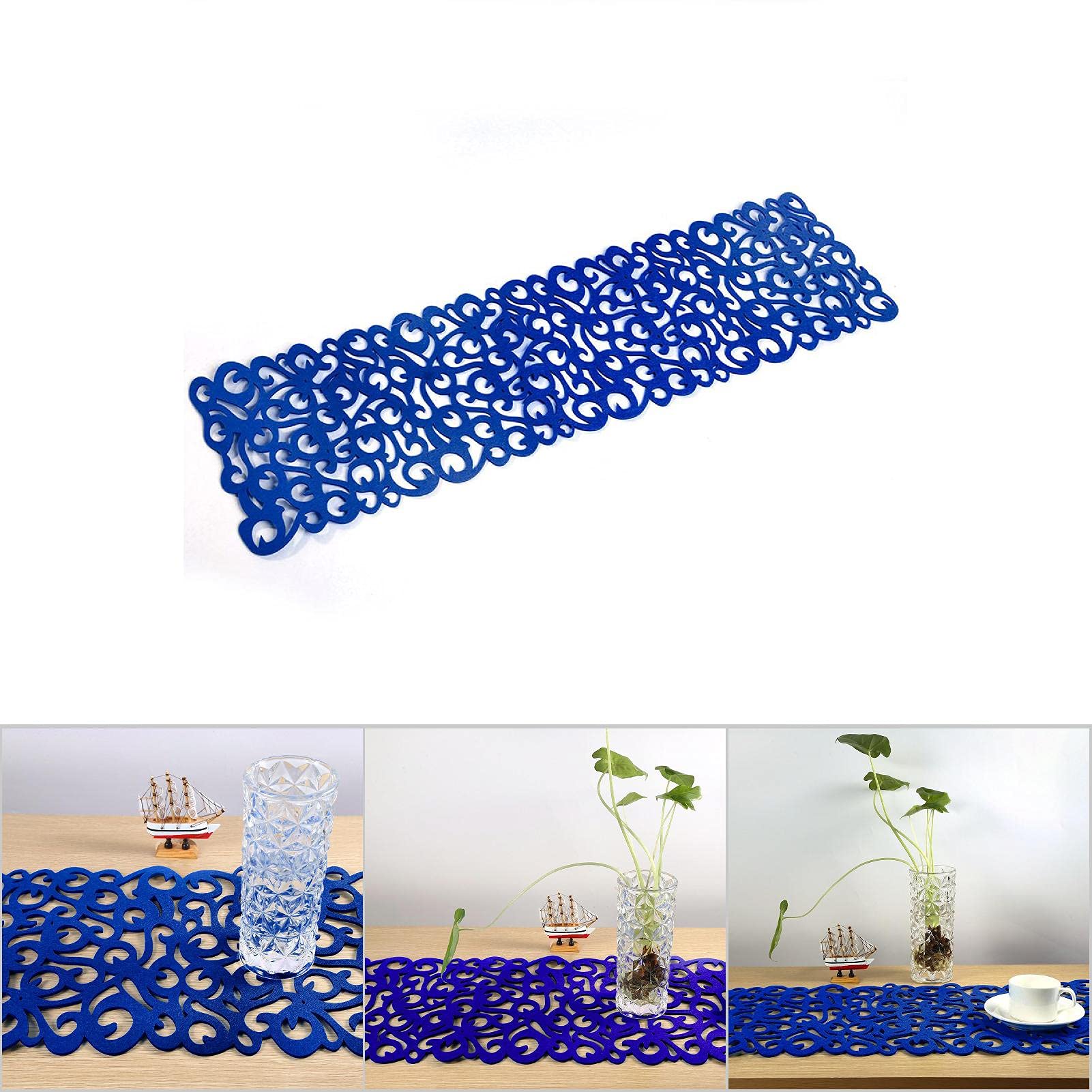 Royal Blue Rectangle Felt Table Mats Set - 4-Piece Placemats for Dining Table Decor, Fall Table Setting, and Household Use - Waterproof & Heat-Resistant Table Protectors for Everyday Meals and Special Occasions