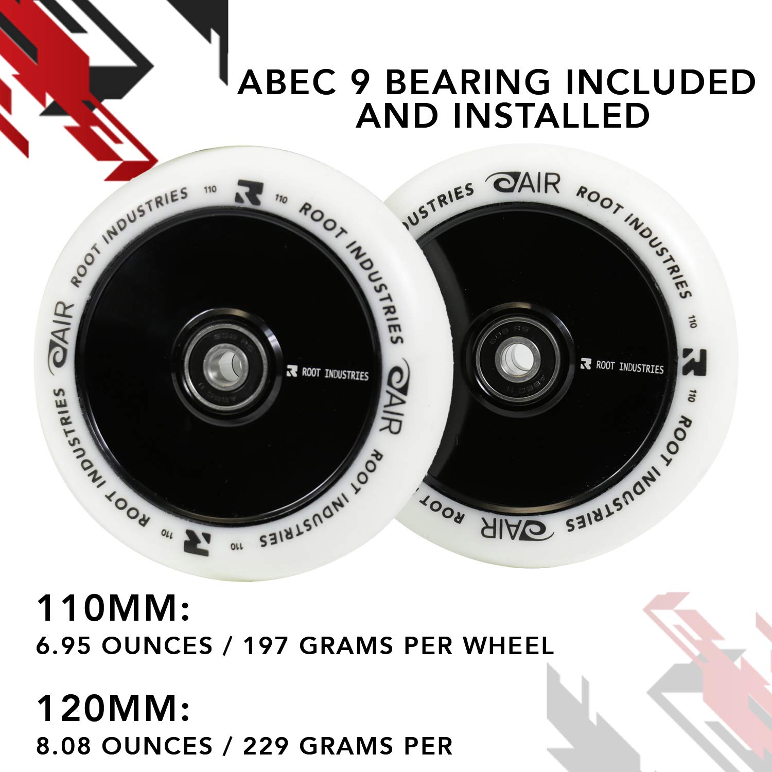 Root Industries 120mm Air Wheels for Kids - High-Performance Skateboard & Scooter Wheels - Perfect for Outdoor Play, Tricks, and Smooth Rides