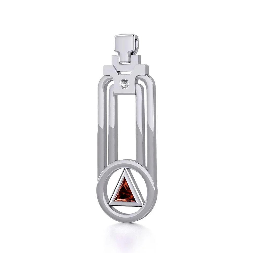 Modern Geometric Silver Pendant Necklace with Genuine Gemstone - Elegant Healing Jewelry for Women - Perfect for Meditation, Yoga & Spiritual Gifts TPD5356