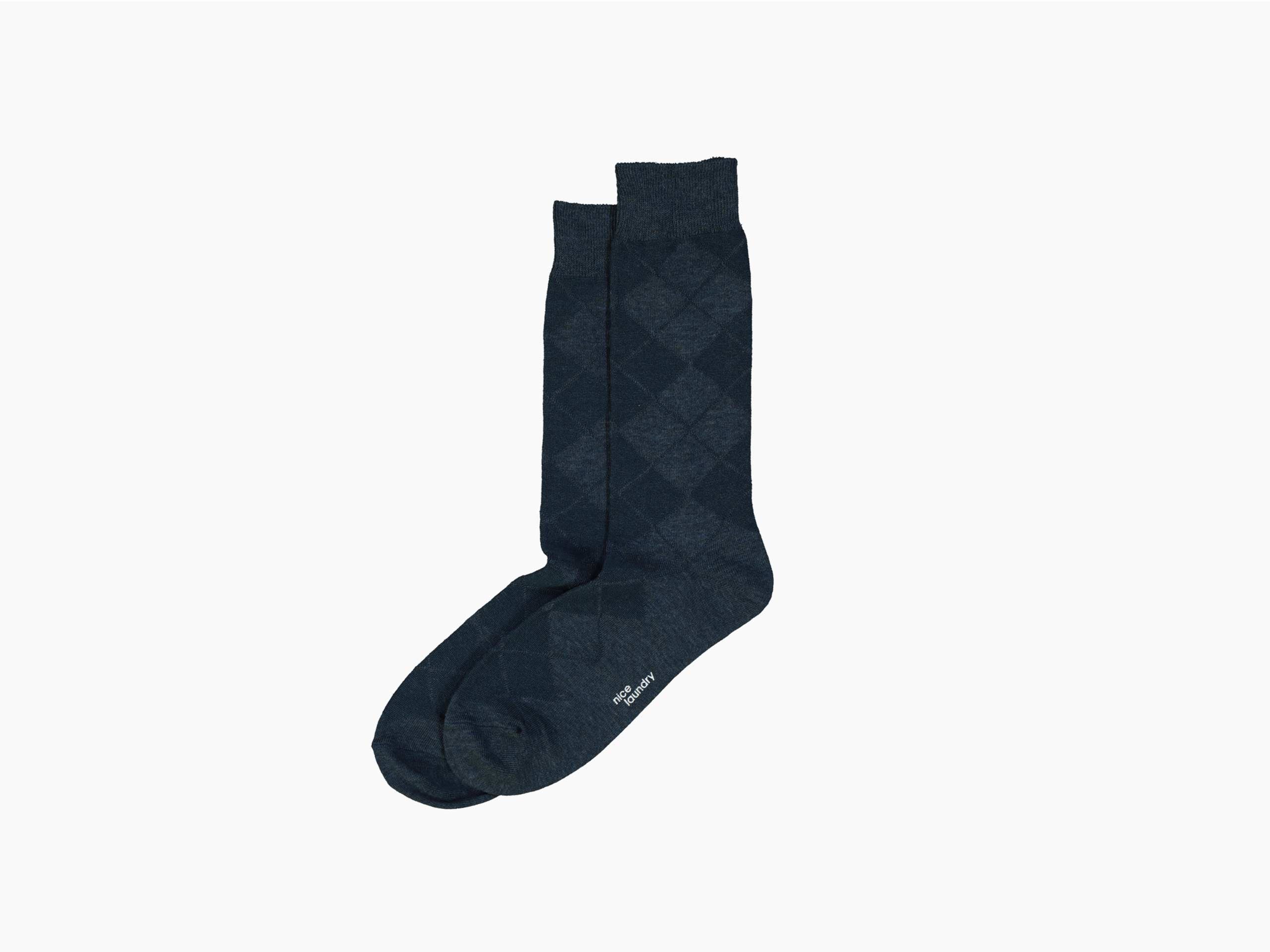 Tonal Argyle Steel Blue Men's Casual Dress Socks - Comfortable & Stylish for Office, Business, and Everyday Wear
