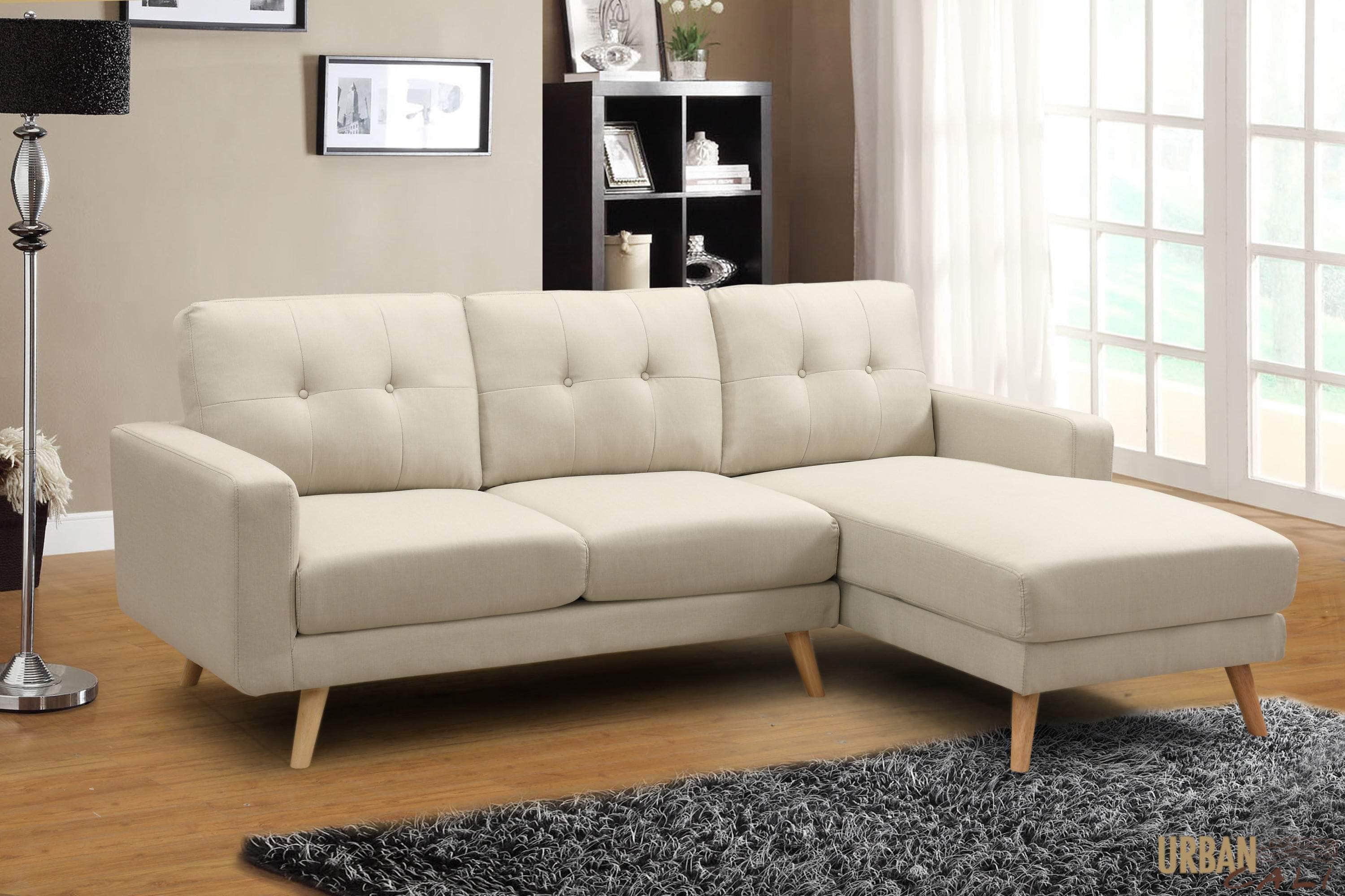 San Marino 87.75 Inch Wide Tufted Linen Sectional Sofa - 2 Color Options | Modern Living Room Furniture for Small Spaces & Apartments