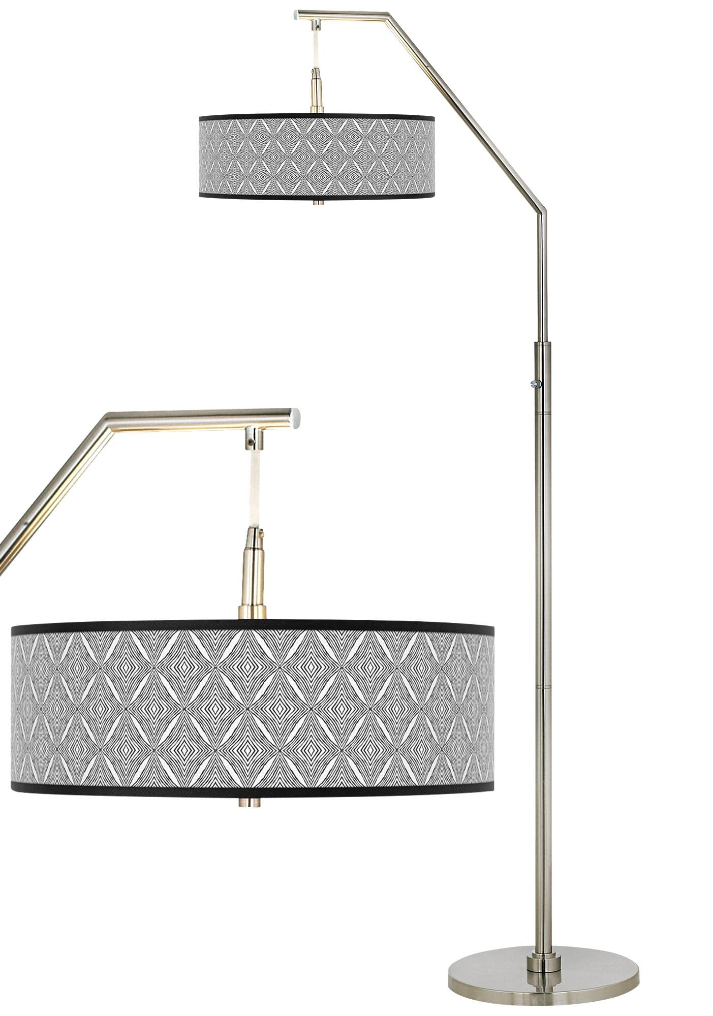 Moroccan Diamonds II Giclee Print Shade Arc Floor Lamp - Modern Lighting for Living Room, Bedroom & Office Decor