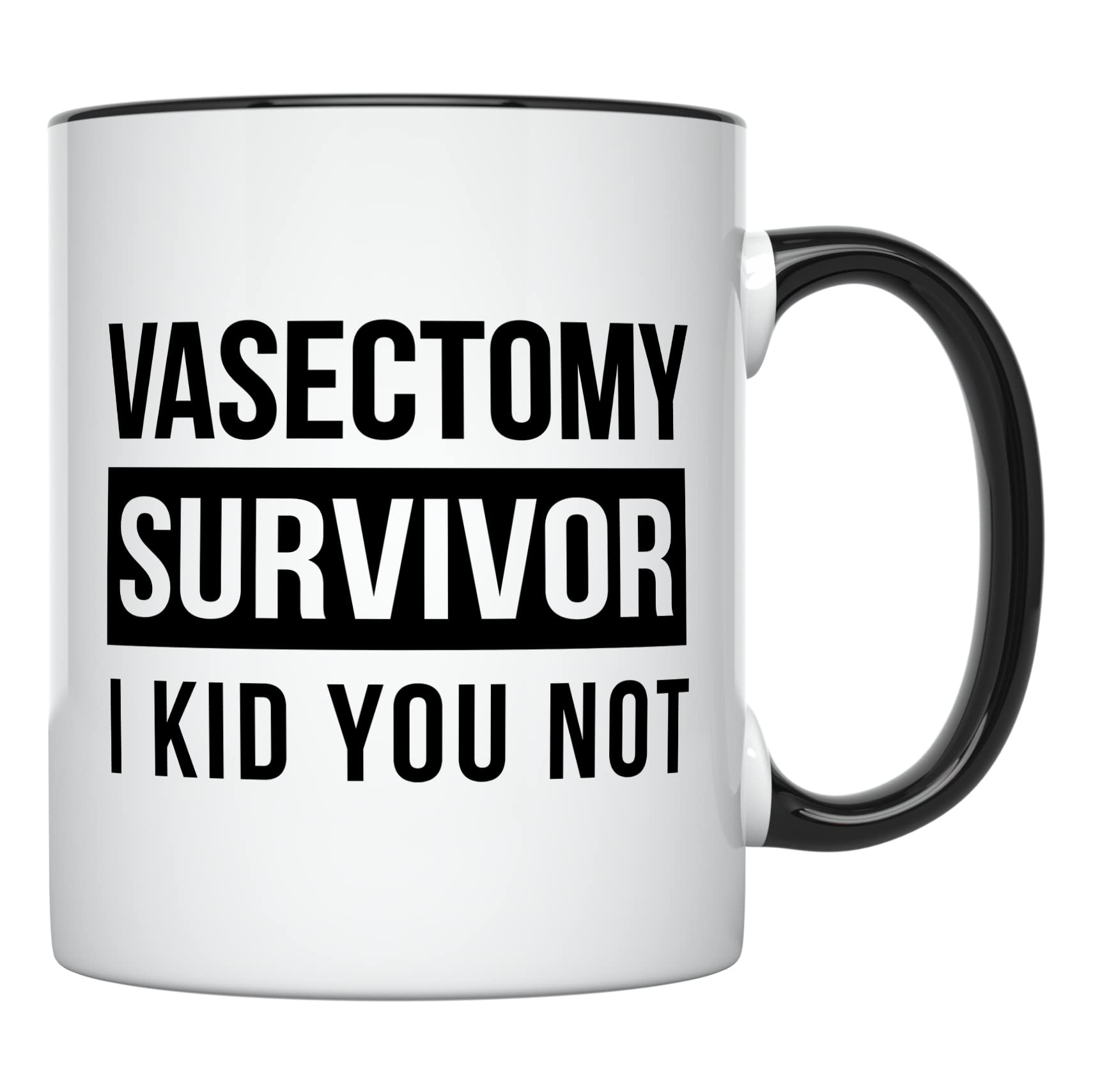 YouNique Designs Vasectomy Coffee Mug for Men - 11oz Funny Gag Gift, Get Well Present for Vasectomy Recovery - Perfect for Post-Surgery Humor & Coffee Lovers (Black Handle) - Great for Hospital Recovery, Office Use & Gift Giving