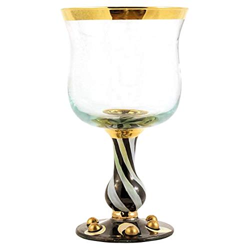 MacKenzie-Childs Tango Water Glass Set - Elegant Handcrafted Drinking Glasses for Water, Juice & Cocktails - Perfect for Dinner Parties, Weddings & Home Decor