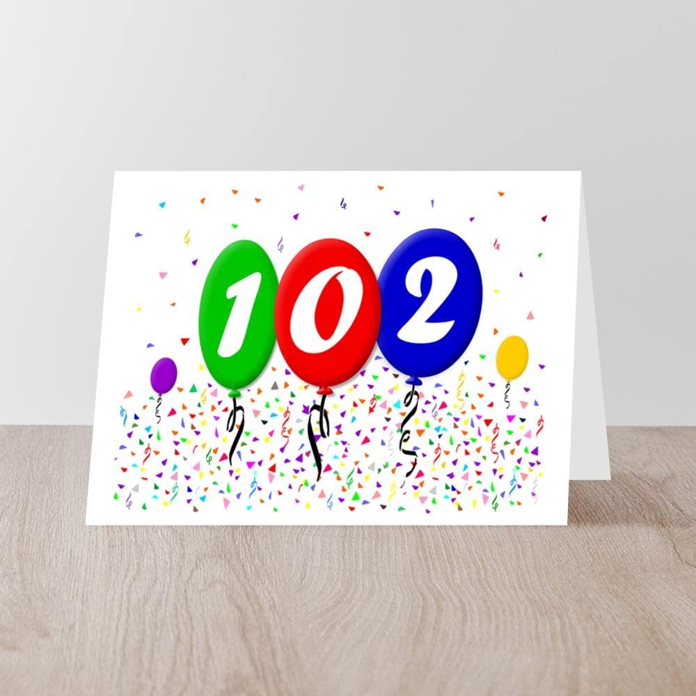 102nd Birthday Greeting Card - Glossy Folded Card for Milestone Celebrations | Perfect for Parties, Anniversaries & Special Occasions