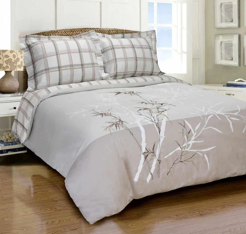 Elmwood 100% Cotton Floral Plaid Duvet Cover Set - 3 Piece Bedding Set for Queen/King Size, Soft & Breathable - Perfect for Spring & Summer Bedroom Decor