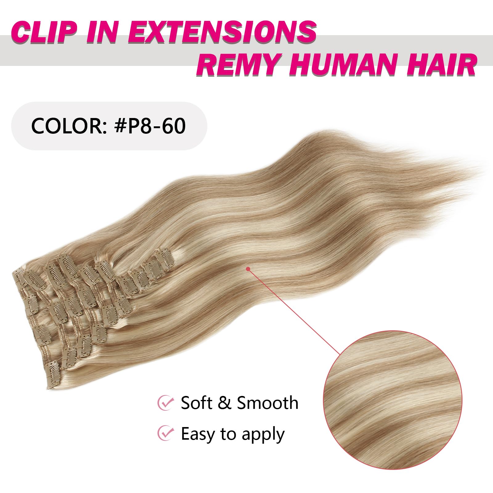 Sixstarhair 20 Inch 180g Human Hair Clip In Extensions - 10 Pieces Piano Ash Brown & Ash Blonde Mix Virgin Hair for Volume & Length - Perfect for Parties, Weddings & Daily Styling