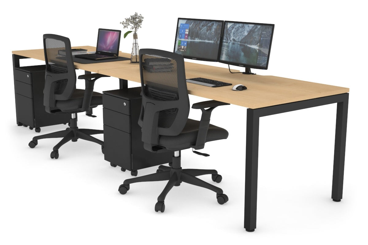 Quadro Square Legs 2-Person Office Workstation Desk - 1400L x 800W with Cable Management - Perfect for Collaborative Workspaces & Home Offices