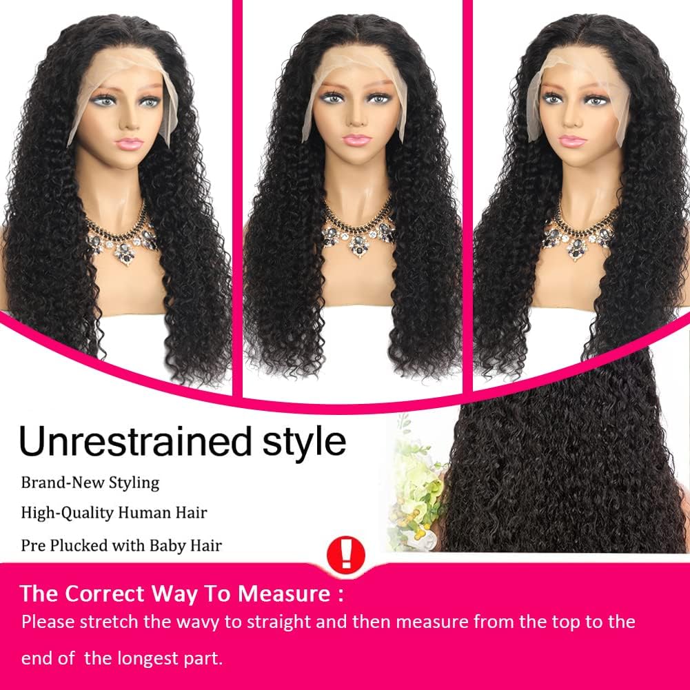 28 Inch 13x4 Water Wave Lace Front Wig - Brazilian Human Hair Wet & Wavy Pre-Plucked Deep Wave Curly Lace Wig for Black Women - Perfect for Daily Wear, Parties & Special Occasions
