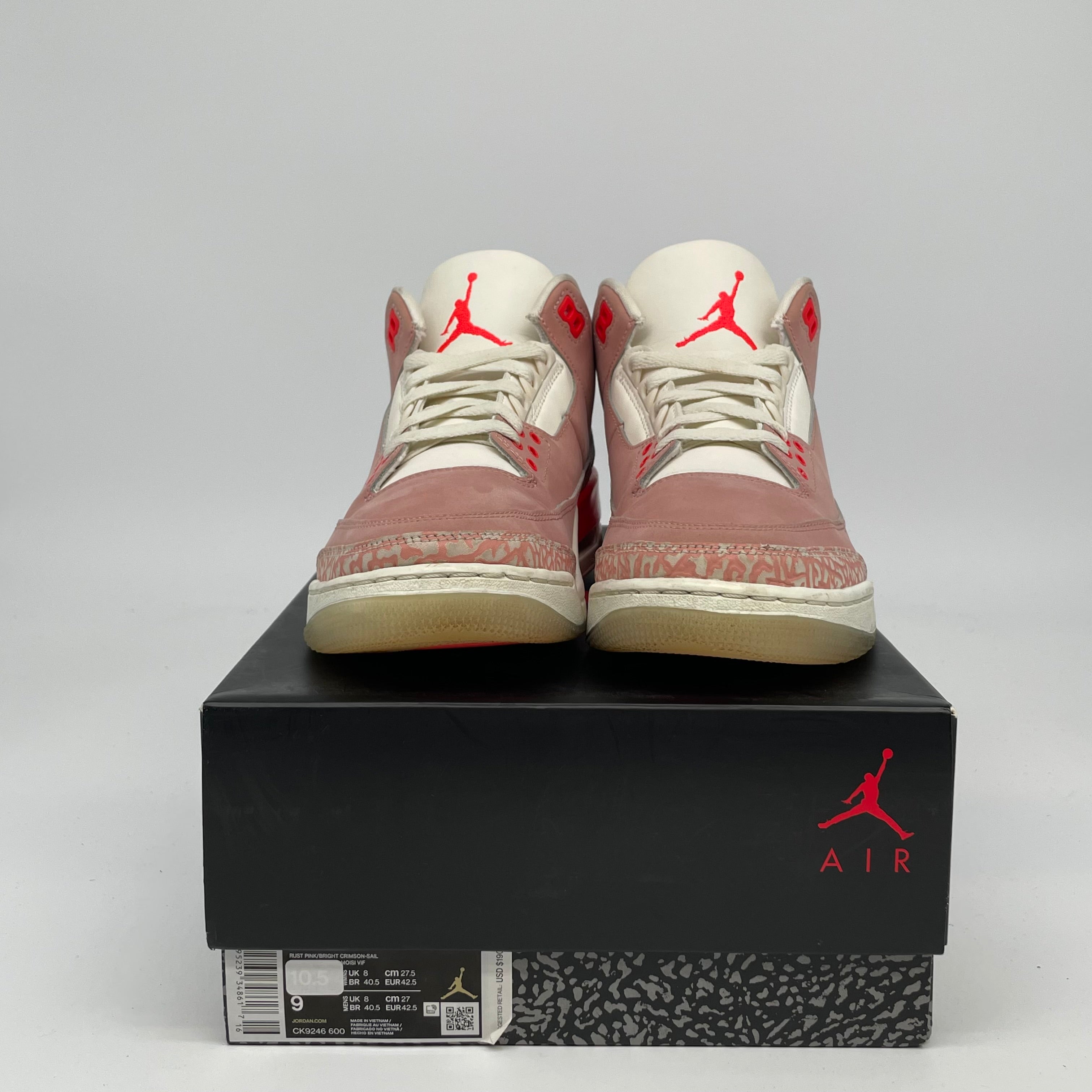 AIR JORDAN 3 Retro Rust Pink Women's Size 9.5 Sneakers CK9246-600 - Perfect for Casual Wear, Street Fashion & Basketball Enthusiasts