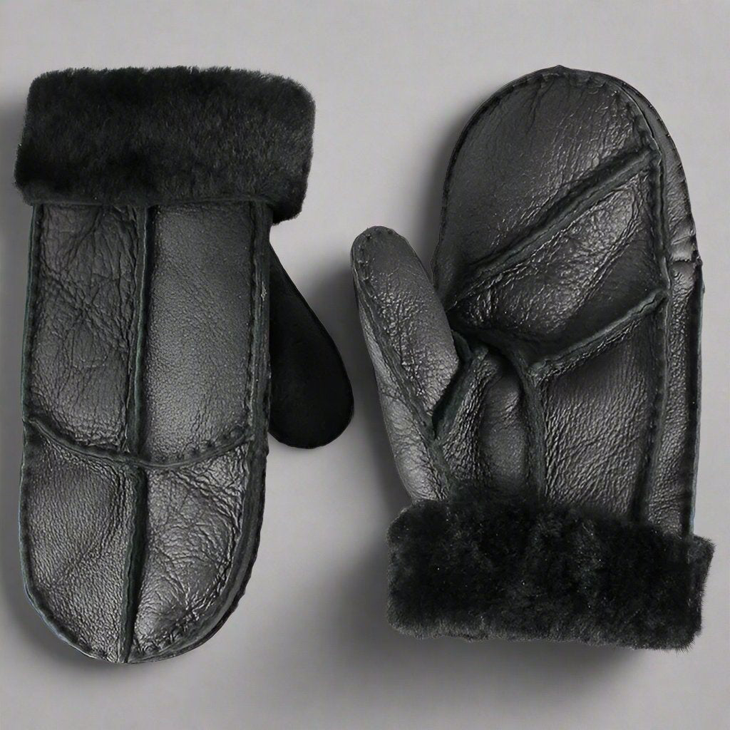 BOL Women's Shearling Lined Leather Mittens - Winter Warm Gloves for Cold Weather - Perfect for Skiing, Snowboarding & Outdoor Activities