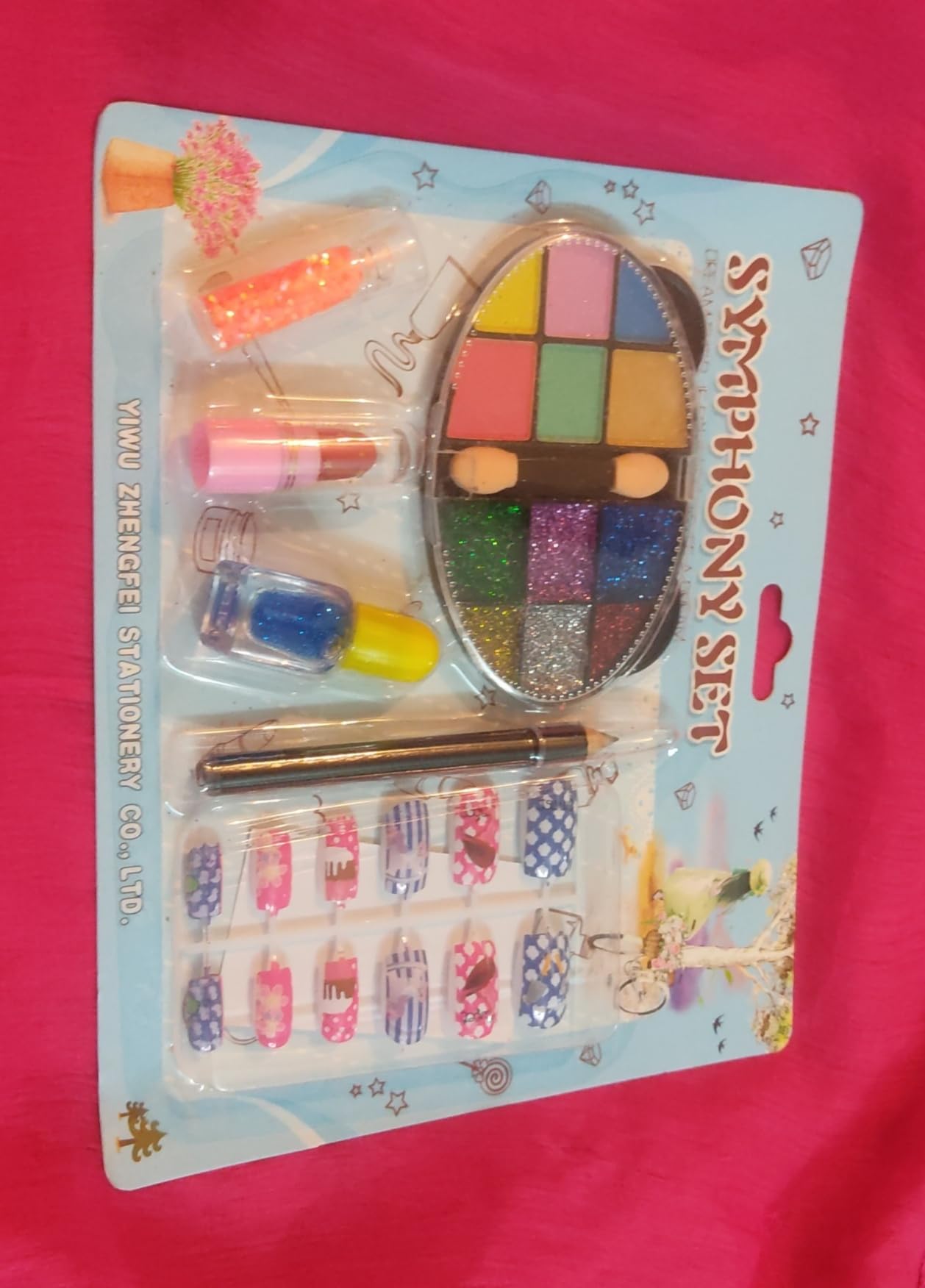 12-Piece Nail Art Kit with False Nails, Eyeshadow, Glitter & Lipstick - Perfect DIY Manicure Set for Girls Birthday Gifts, Parties & Home Beauty Care
