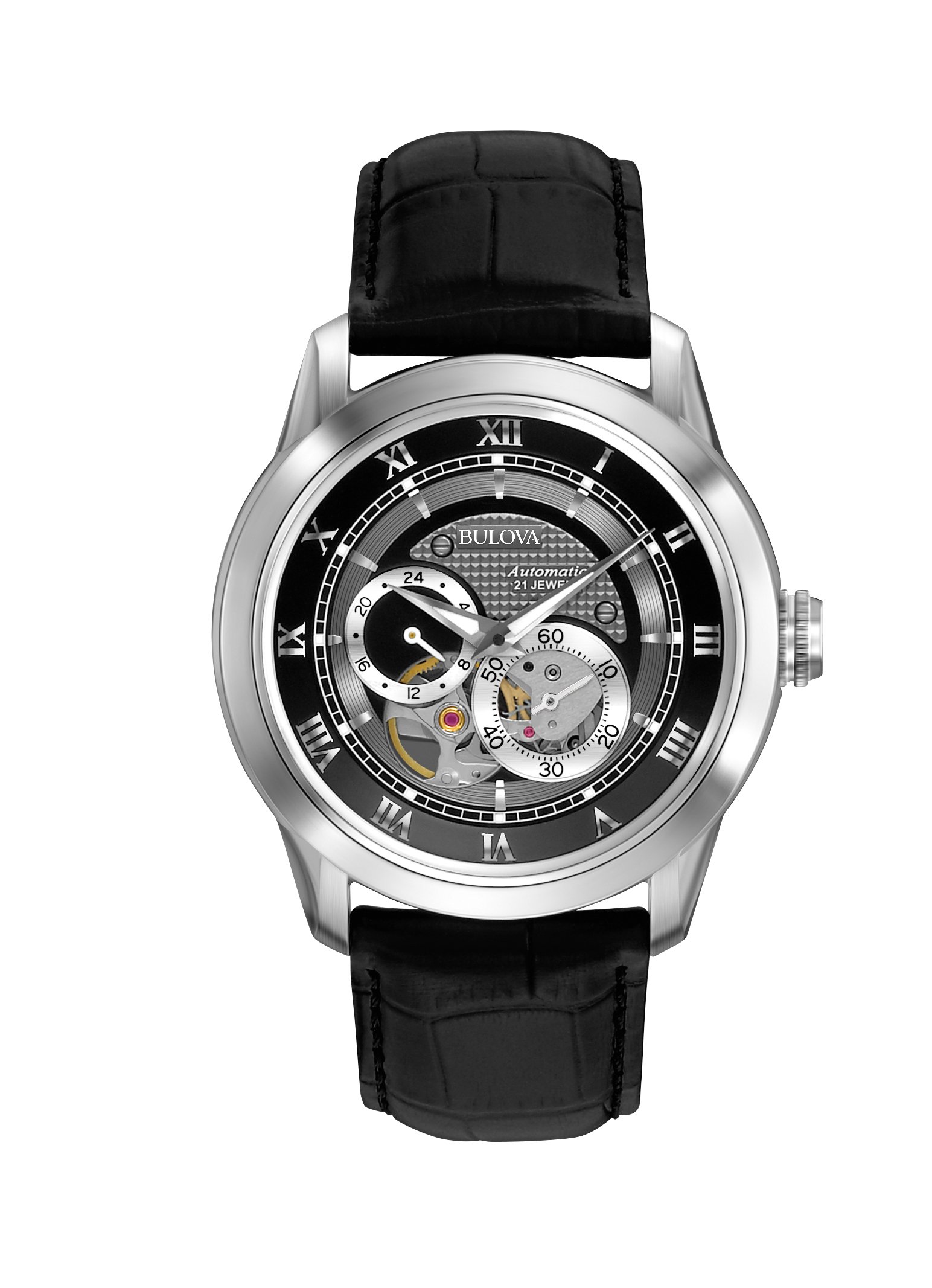 Bulova Men's Classic Sutton Automatic Watch - 42mm, Self-Winding, Luminous Hands, Open Aperture & Exhibition Caseback - Perfect for Business, Formal Events & Everyday Wear