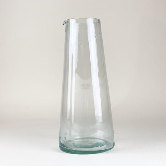 Handcrafted Moroccan Mouthblown Beldi Carafe - Large Clear Glass Pitcher for Water, Juice & Tea | Perfect for Home, Restaurant & Gift Giving