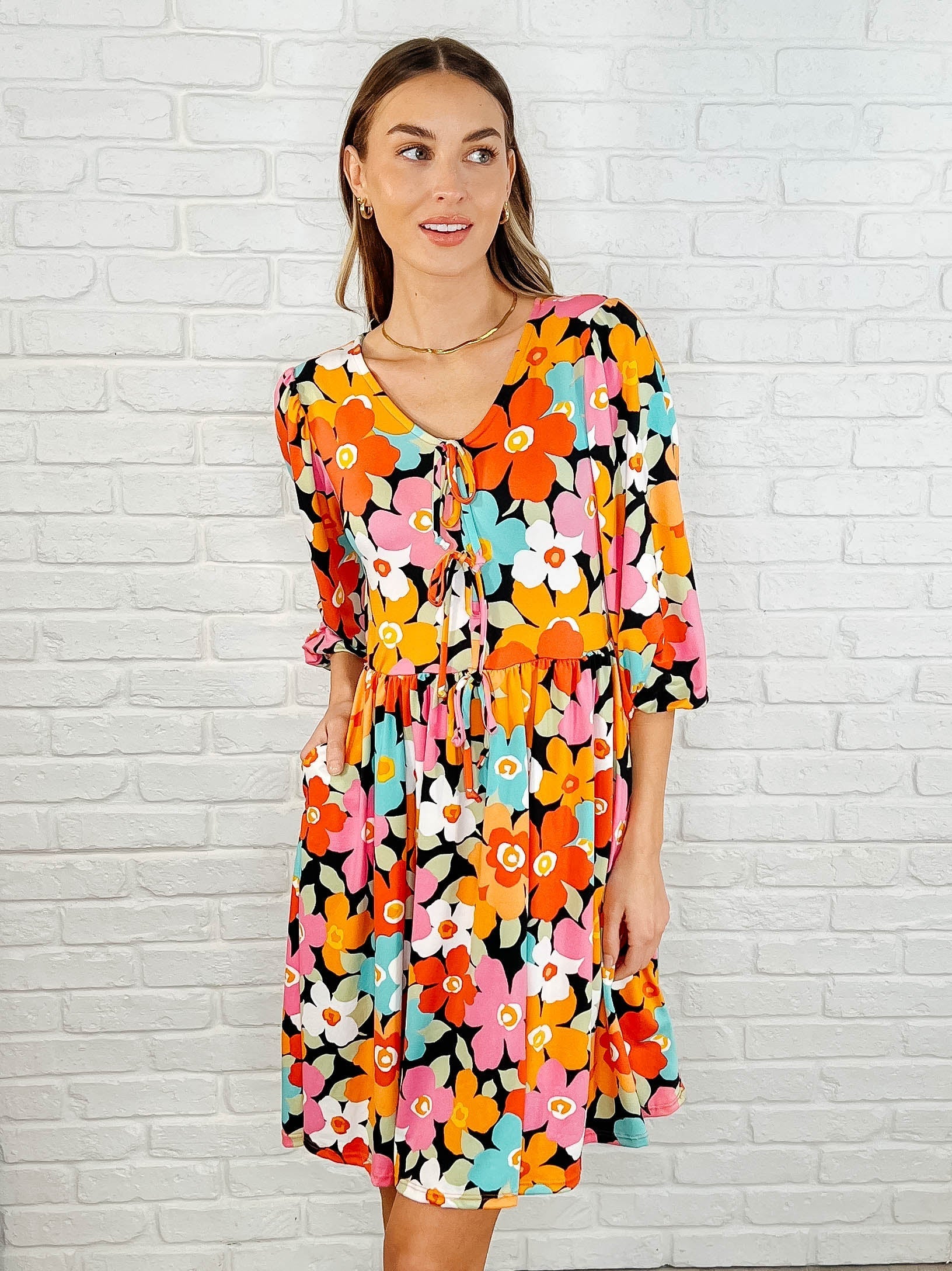Little Bold V Neck Knit Dress for Women - Soft Stretchy Casual Bodycon Dress - Perfect for Office, Date Night & Summer Outings