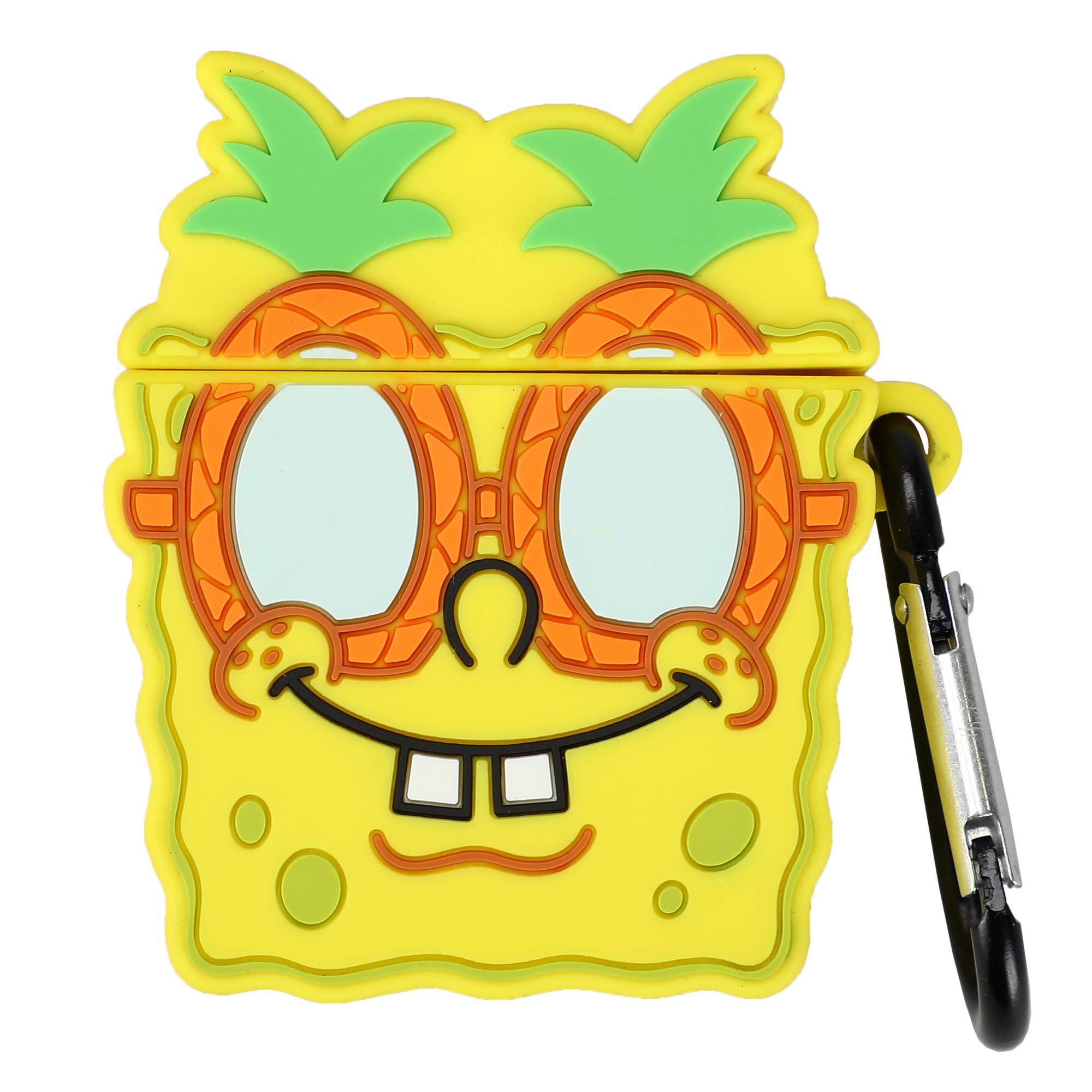 SpongeBob Pineapple AirPods Case with Carabiner Clip - Cute Cartoon Protective Cover for AirPods 1/2/3 & Pro - Perfect for Travel, Gym, and Everyday Use