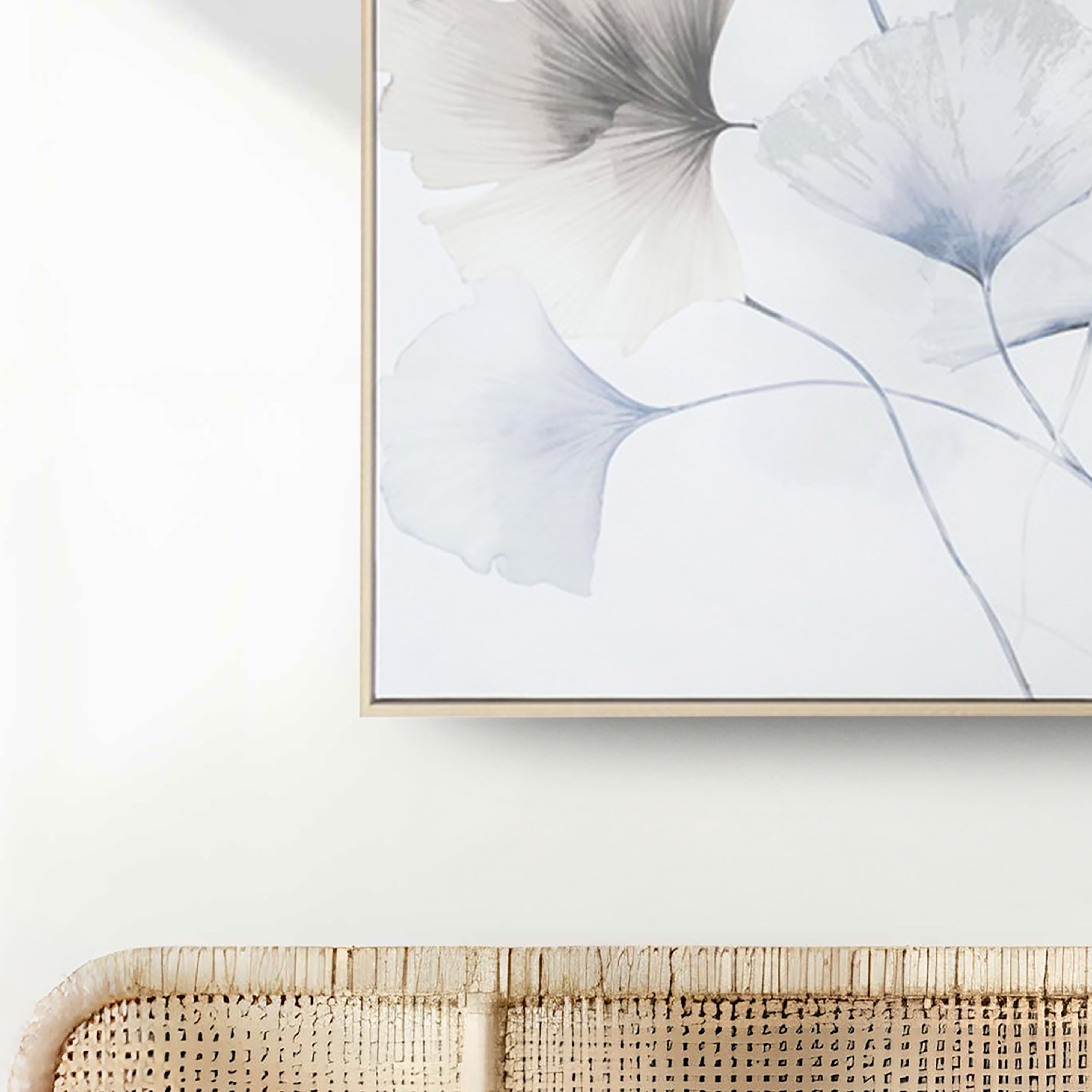 Urban Style Brushmarks Embellished Canvas Blue Ginko Wall Art - Perfect for Living Room, Bedroom & Office Decor