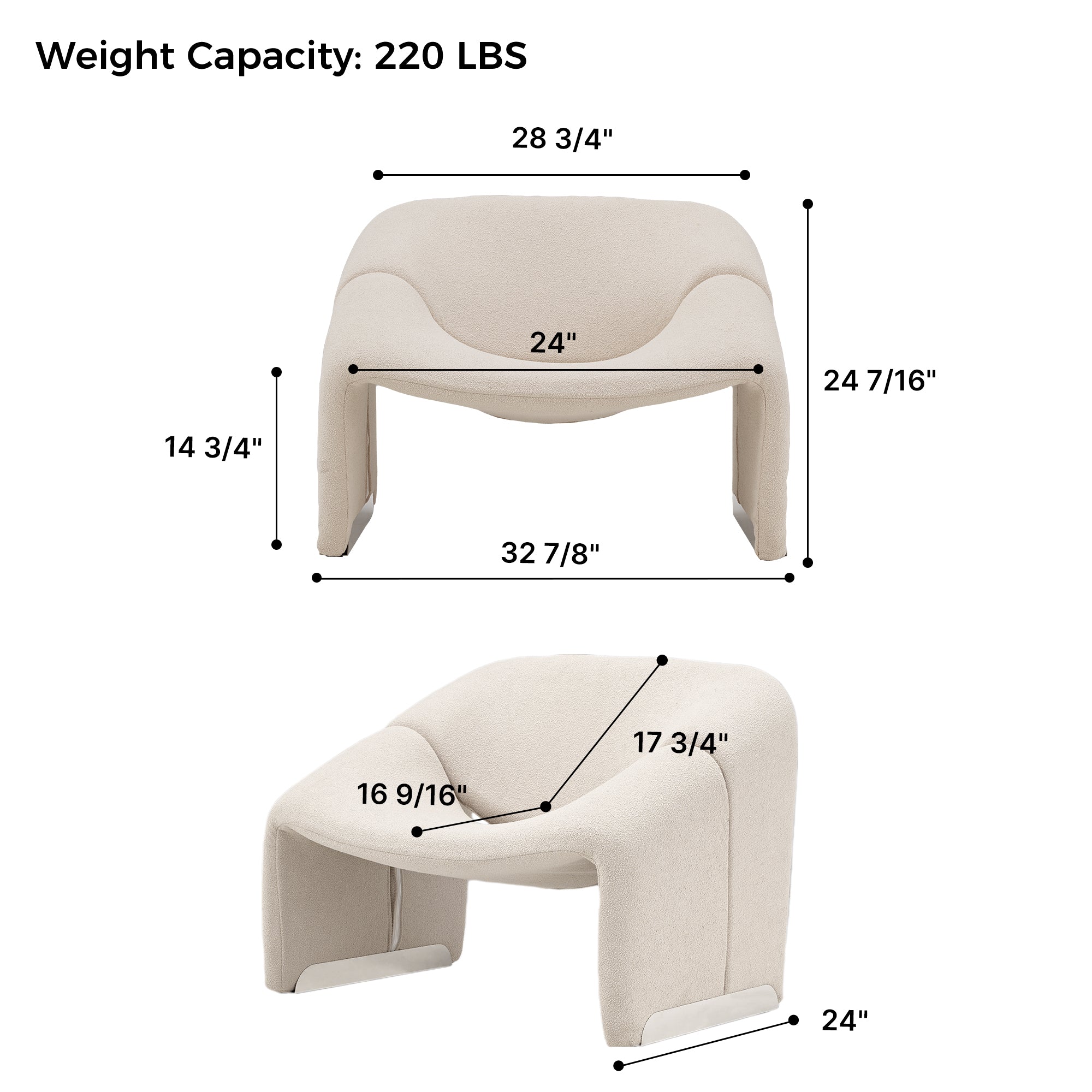 Luxury Boucle Sherpa Accent Chair - Cozy Lounge Chair in White for Living Room, Bedroom & Office - Modern Comfortable Seating for Relaxing & Decor