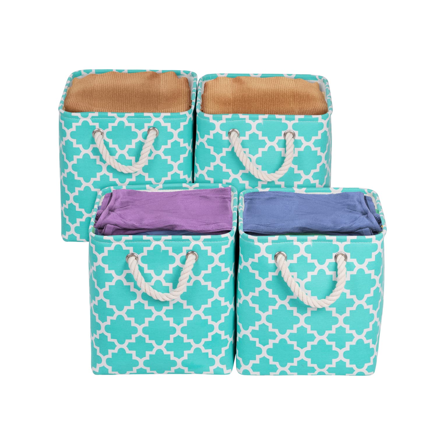Univivi Foldable Fabric Storage Basket - 11 Inch Cube Organizer with Handles for Shelves, Closet & Home Organization - Perfect for Bedroom, Bathroom, Office & Kids Room Storage (Green)