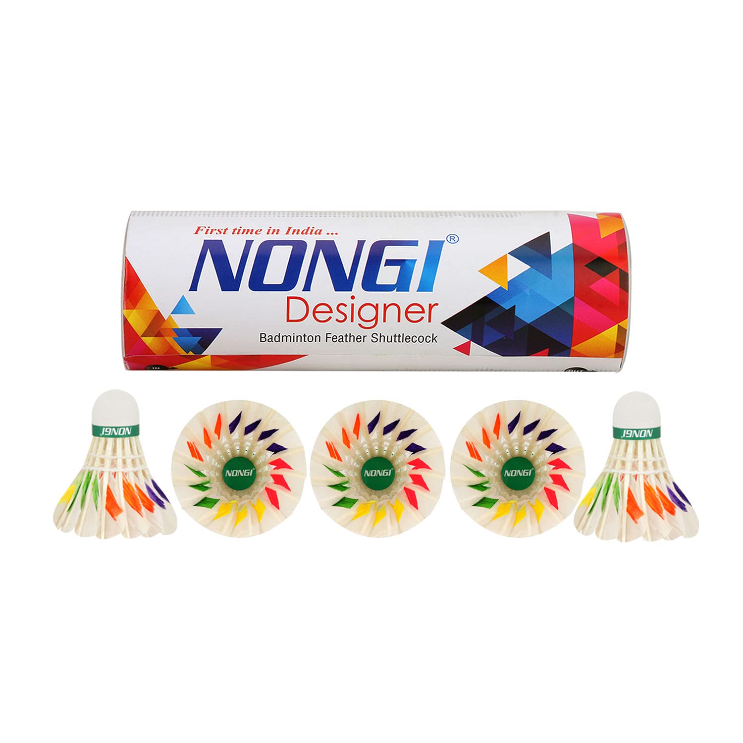 Premium NONGI Designer Feather Badminton Shuttlecocks - 5 Pack for Indoor & Outdoor Sports - Perfect for Backyard Games, Gym Class, and Professional Training