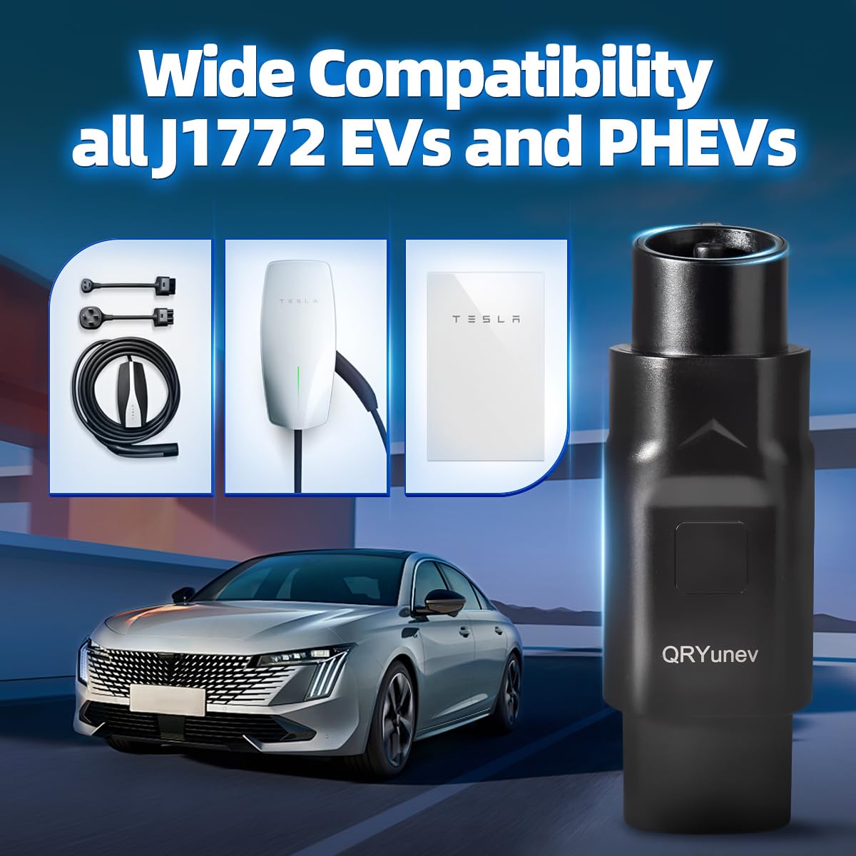 Tesla to J1772 Charging Adapter 80A 240V - Level 2 EV Charger Converter for Tesla Wall Connector & Mobile Charger - Compatible with Destination Chargers - Perfect for Home, Office & Public Charging Stations