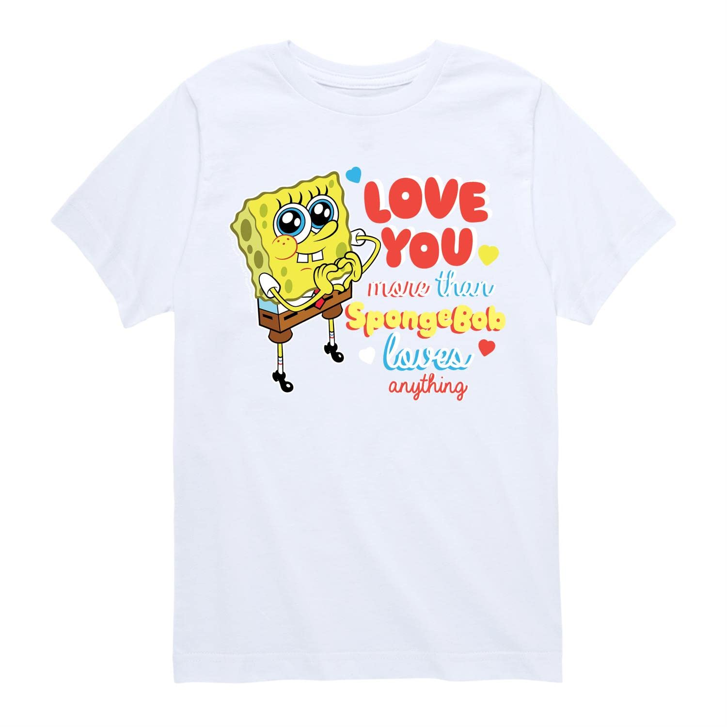 Spongebob Squarepants Valentine's Day Graphic T-Shirt for Toddlers & Kids - Cute Cartoon Short Sleeve Tee - Perfect for School, Parties & Family Celebrations