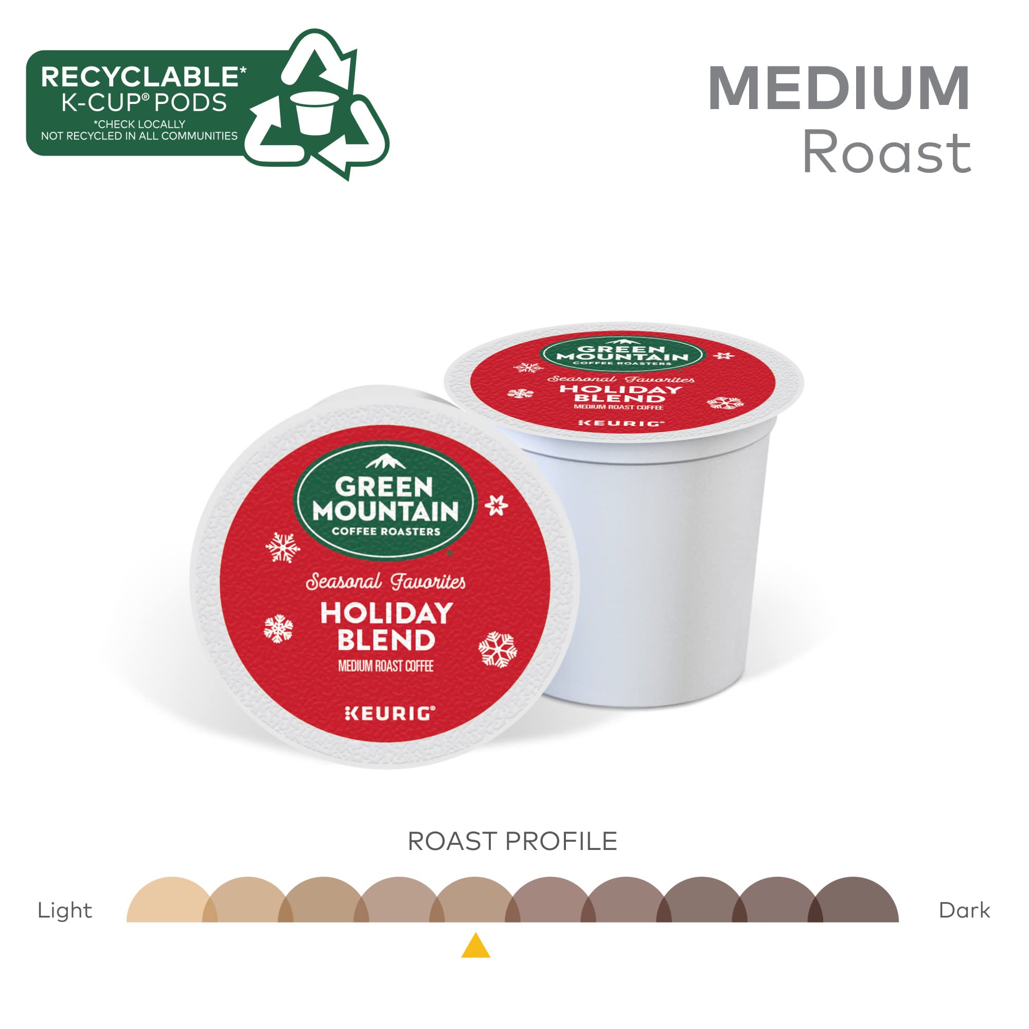 Green Mountain Coffee Roasters K-Cups Holiday Blend - 12 Count Single Serve Coffee Pods for Keurig Brewers | Perfect for Christmas Morning & Holiday Gatherings