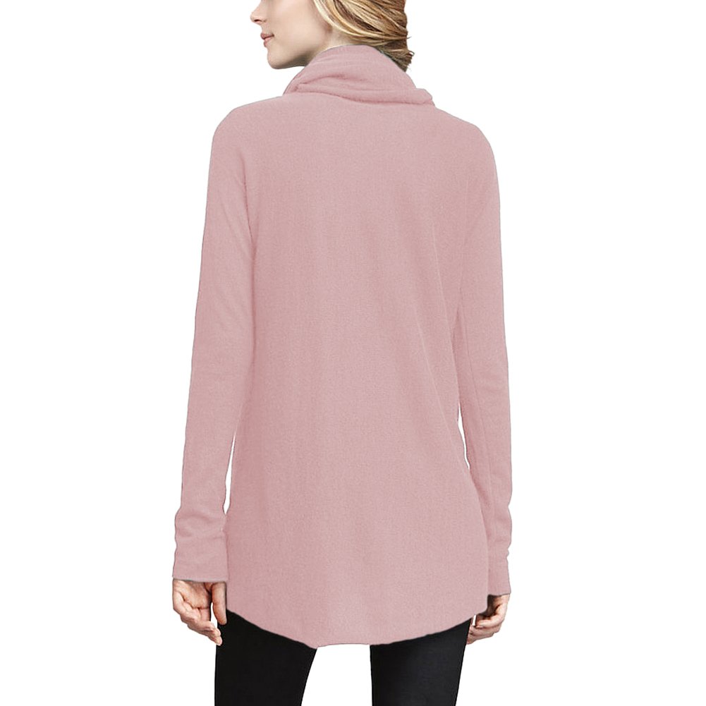 Parisbonbon Women's 100% Cashmere Cowl Neck Sweater - Soft Shell Pink Pullover, Size Large | Cozy Winter Wear, Office Outfit & Casual Chic Look