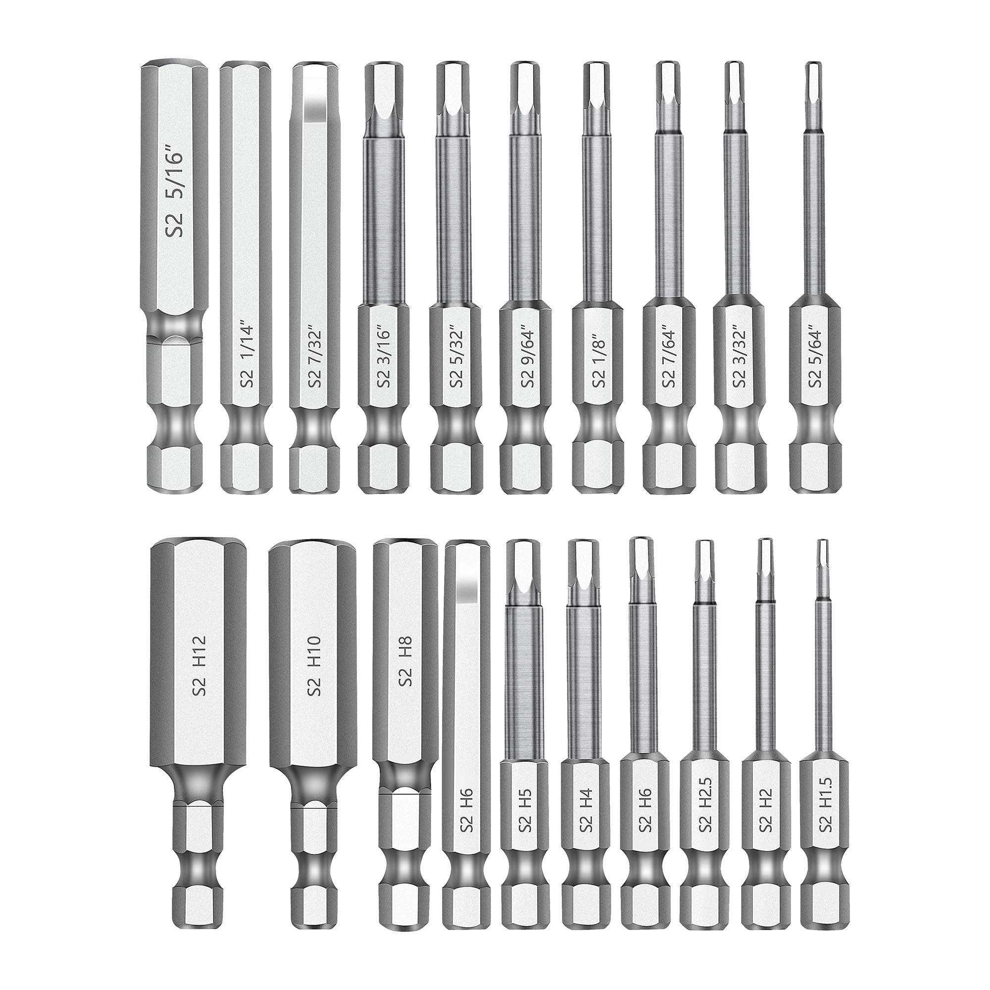 MulWark 20-Piece Hex Head Allen Wrench Drill Bit Set (10 Metric & 10 SAE) - 2.3