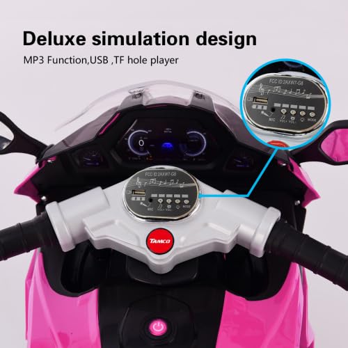 **12V Kids Electric Motorcycle Ride-On Toy - 3-Wheel Stable Design, 2 Speeds, LED Lights & Wide PU Seat for Ages 3-6 - Perfect Gift for Boys & Girls (Pink) - Indoor & Outdoor Play, Birthday & Holiday Gifts**