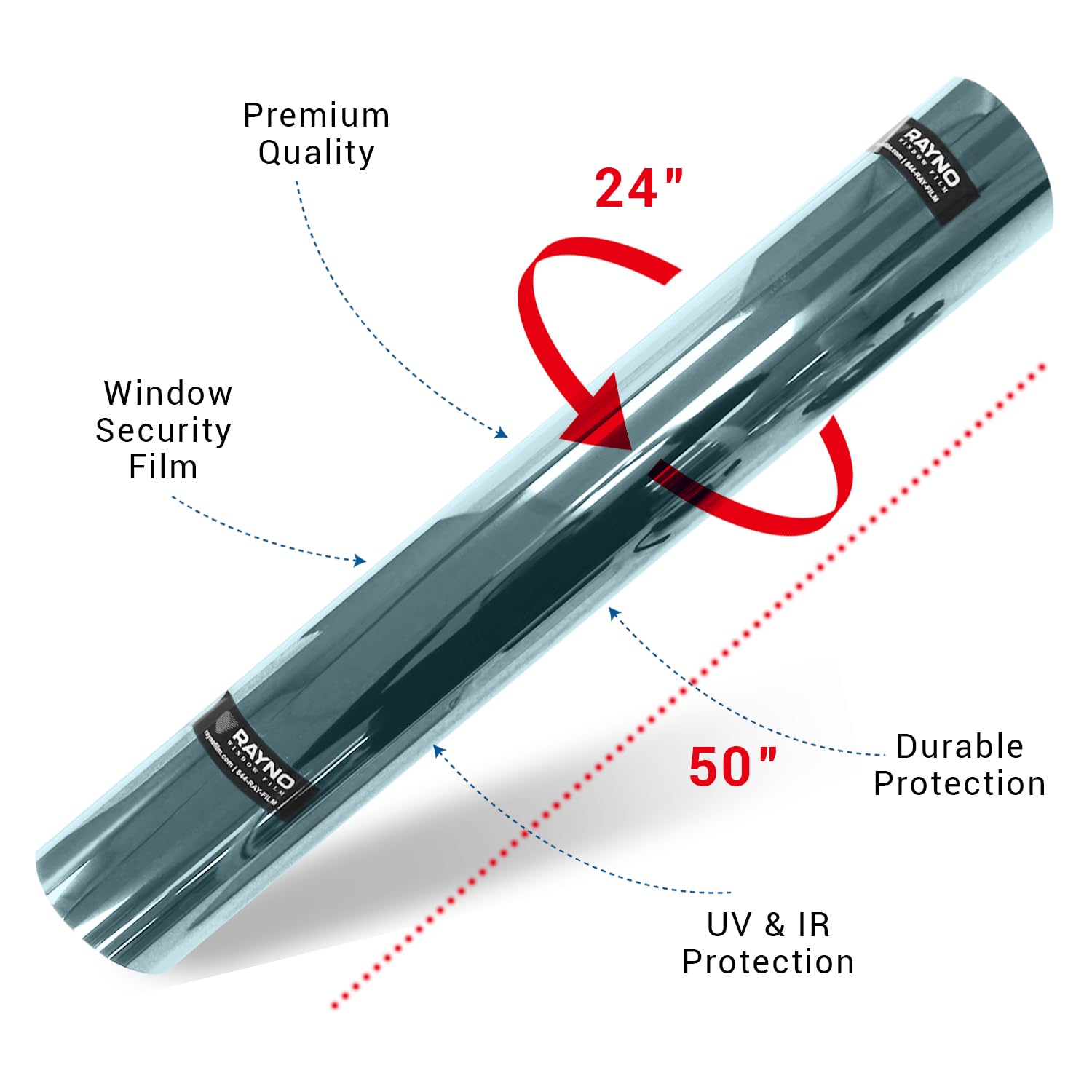 Rayno UV Blocking Window Shrink Film - Heat Control & Sun Protection Tint for Home & Car Windows - Automotive Windshield Insulation & Sun Reflecting Wrap - Platinum Air 7090 Blue Tinted (24