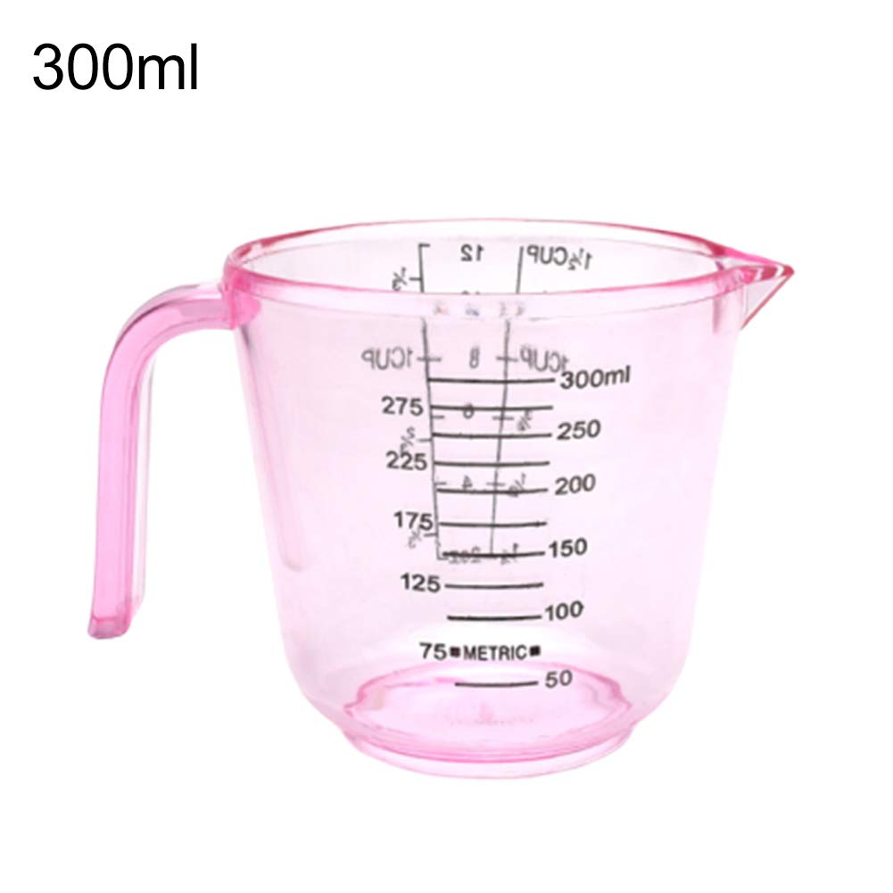 Clear Plastic Measuring Cups 600ml - Transparent Sturdy Kitchen & Baking Accessories with Accurate Measurements (Pink) - Perfect for Liquid & Dry Ingredients, Cooking, Baking & Meal Prep