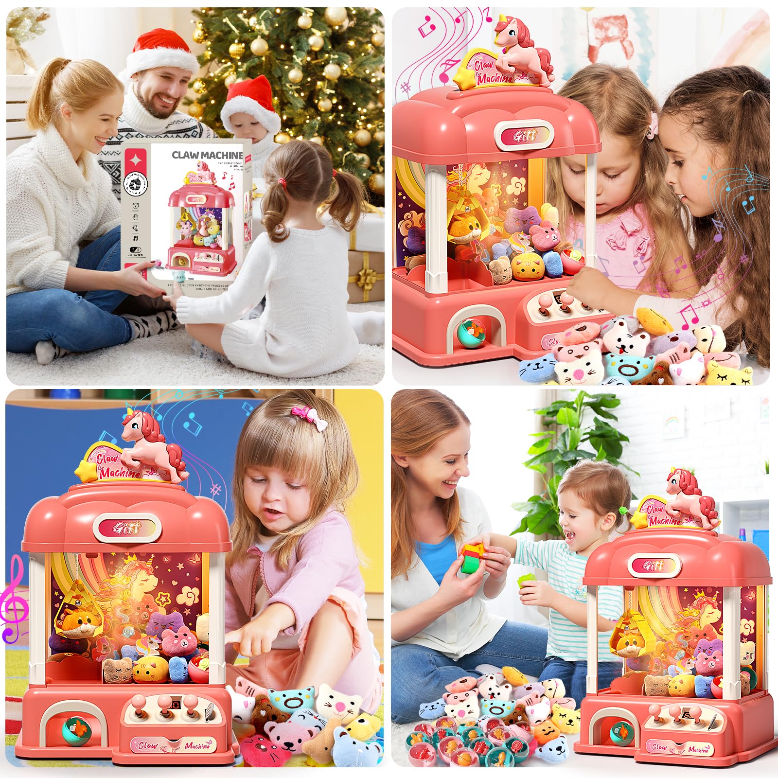 Mini Claw Machine for Kids - Electronic Candy Vending Grabber Game with Lights & Sound, Prize Dispenser Toy for Boys & Girls Birthday Parties (Includes 35 Prizes & 25 Game Coins) - Perfect for Birthday Gifts, Arcade Fun, and Family Game Nights