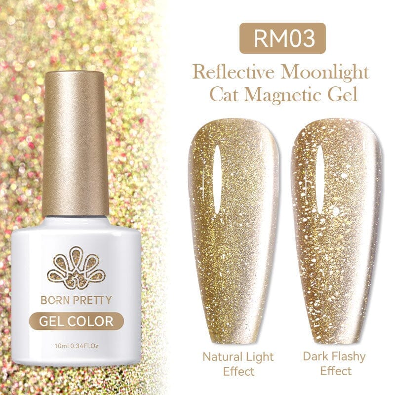 Reflective Moonlight Cat Magnetic Gel - 10ml Nail Polish for Night Glow & UV Protection - Perfect for Parties, Halloween & Nail Art Designs