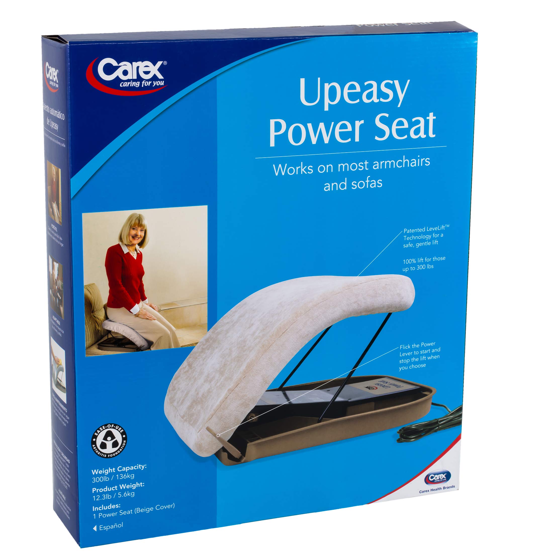 Carex Upeasy Power Seat - Portable Electric Lifting Chair with 300 lbs Weight Capacity - 100% Assist Lift Recliner for Elderly & Disabled - Navy Blue - Ideal for Home, Bathroom & Mobility Assistance