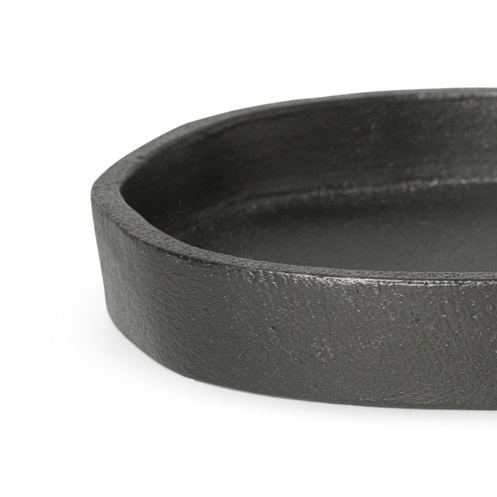 FERM LIVING Yama Round Tray - Blackened Aluminum Serving Tray for Coffee Table, Dining & Home Decor | Perfect for Entertaining, Display & Organization