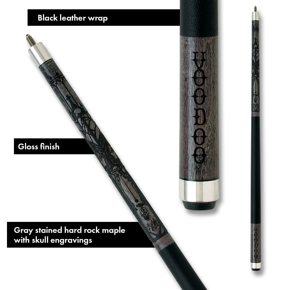 VOODOO Billiards Pool Cue Stick - 20oz Grey Cemetery Design - Professional Billiard Accessory for Home Game Rooms & Bars
