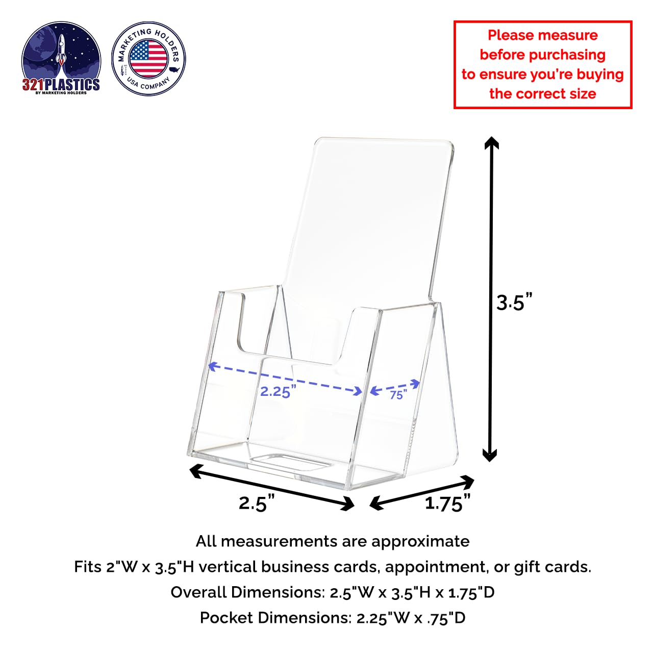 100 Pack Clear Acrylic Business Card Holders - Vertical 2