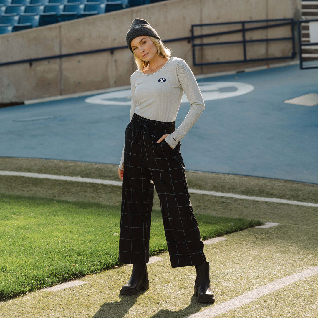 BYU Go Long Crew Sweatshirt - Soft Striped Pullover for Men & Women - Casual Comfort Wear for Workout, Lounge & Everyday Style