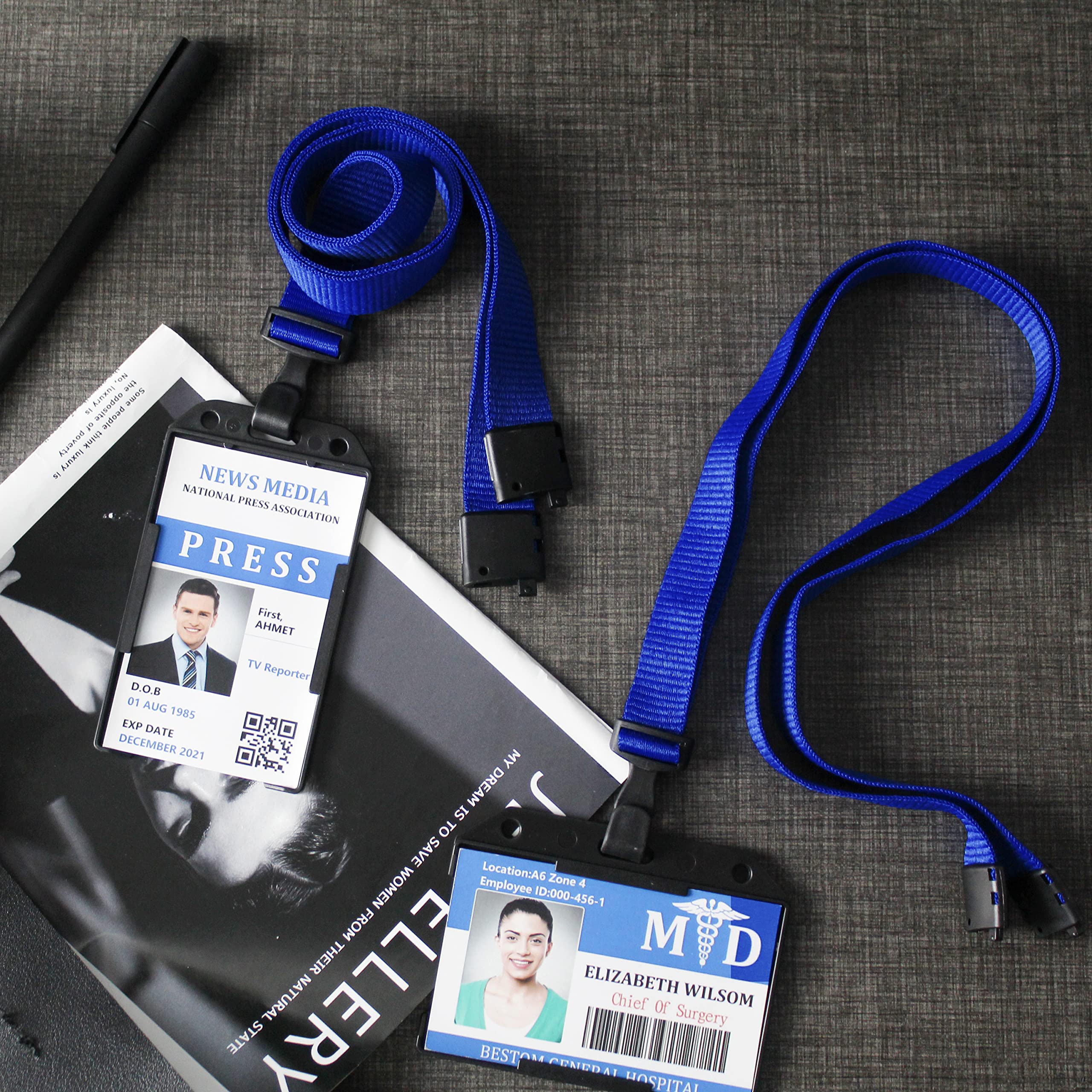 Bulk Breakaway Lanyards for ID Badges - No-Twist Plastic Hook for School & Hospital Use
