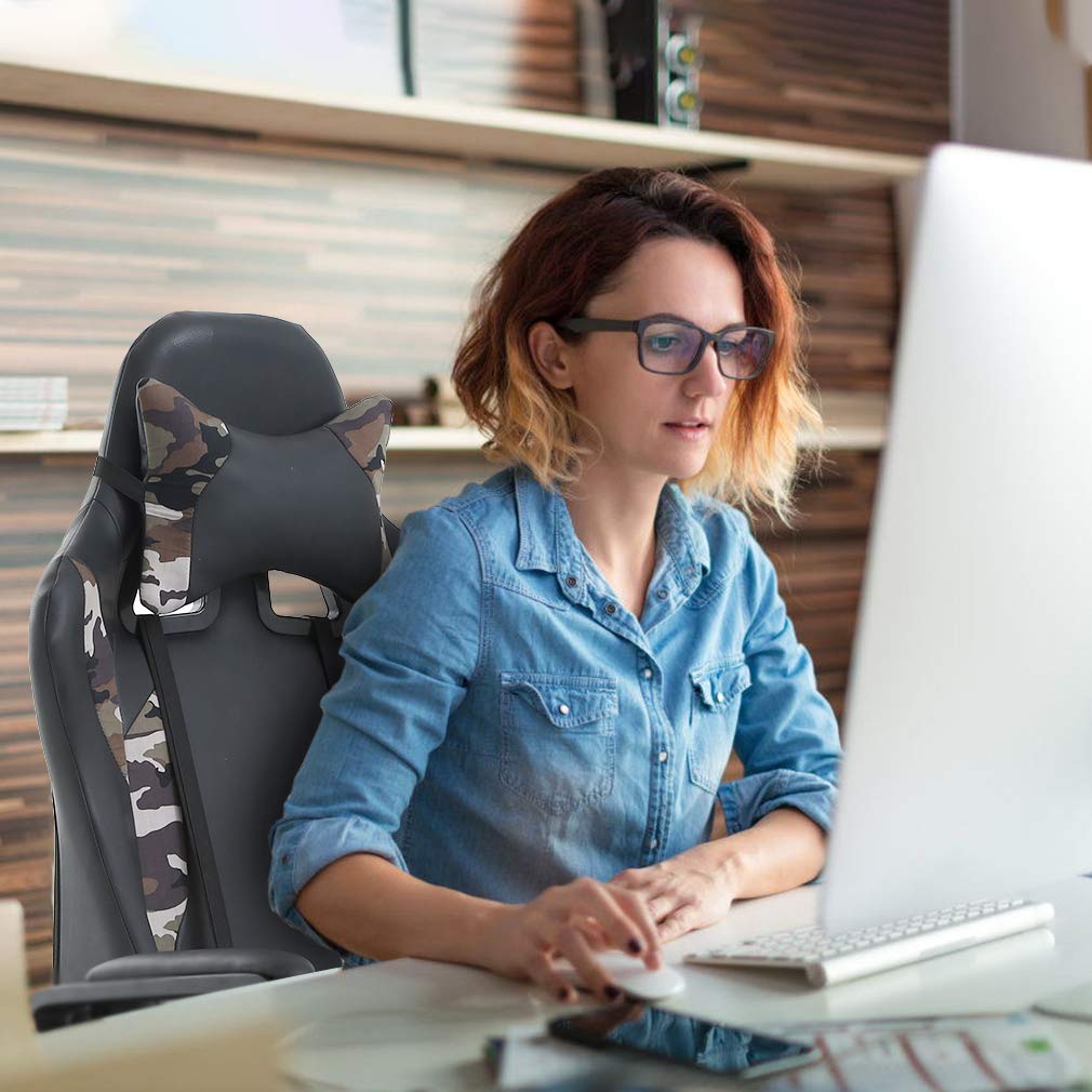 Ergonomic Office Gaming Chair with Lumbar Support - Adjustable Swivel Rolling Computer Desk Chair for Home & Work Use